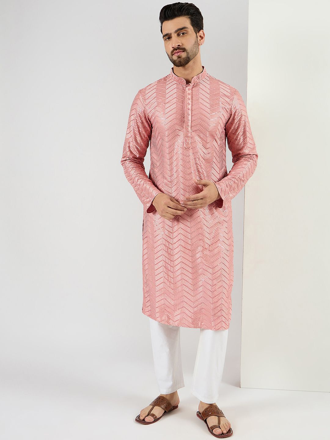 House of Pataudi Embroidered Straight Ethnic Kurta-picture-10