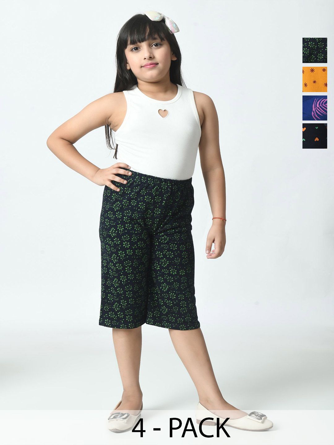 BAESD Girls Pack of 4 High-Rise Printed Capris-picture-24