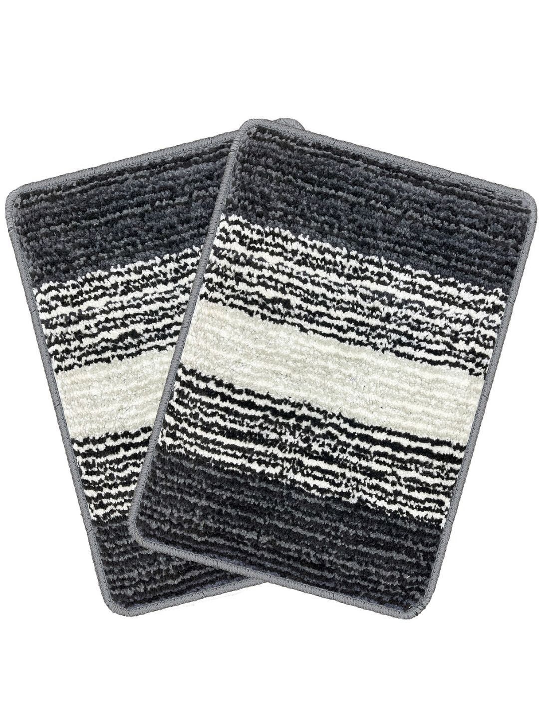 bsb home bsb home Black & White 2 Pieces Striped Anti Skid Doormats