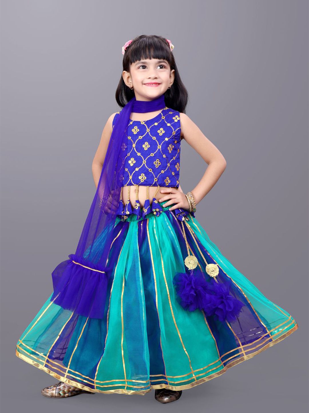 satyamfab Girls Embroidered Ready to Wear Lehenga With Blouse & Dupatta-image-33