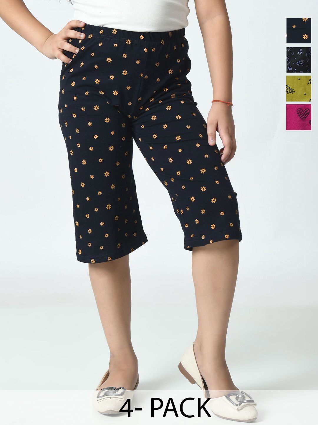 BAESD Girls Pack Of 4 Printed Loose Fit Capris-picture-57