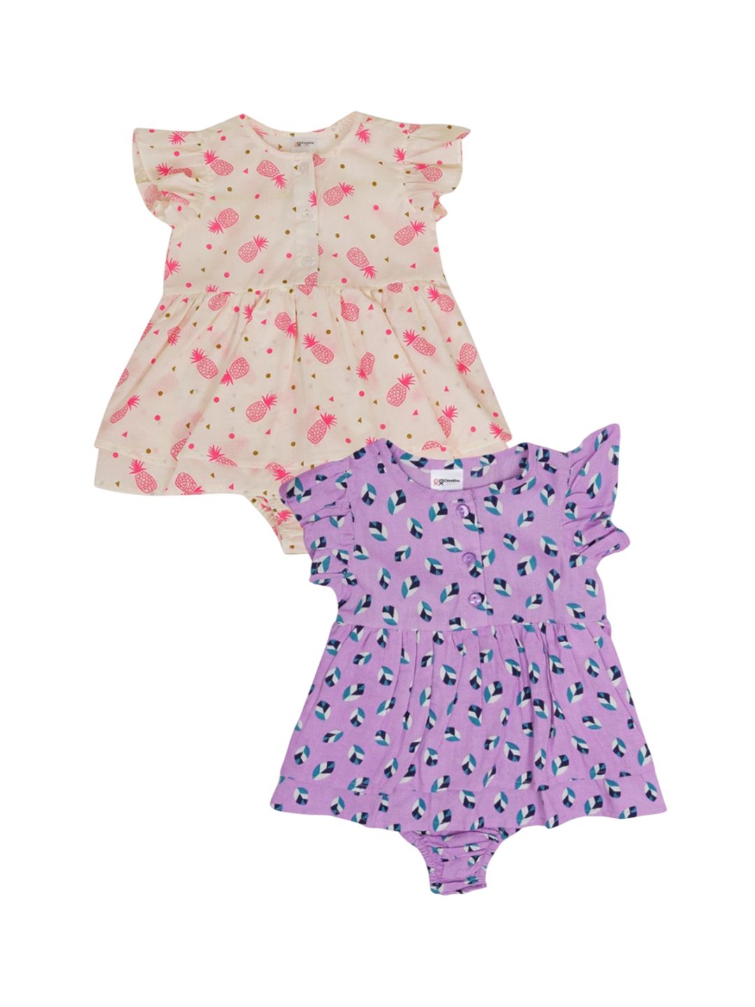 Creative Kids Girls Pack Of 2 Printed Cotton Bodysuits-picture-42