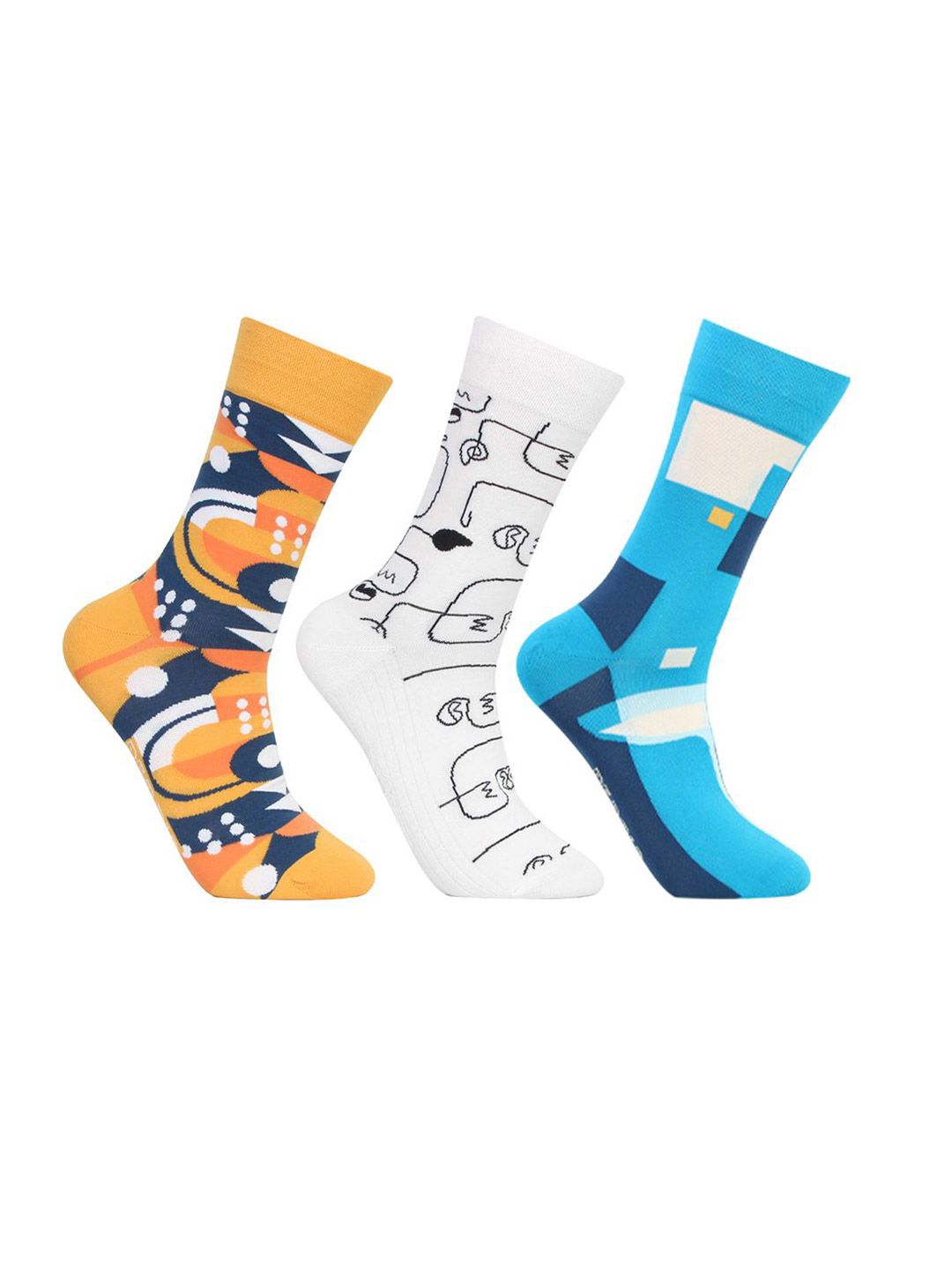 Bonjour Men Pack Of 3Printed Assorted Calf Length Socks-picture-19