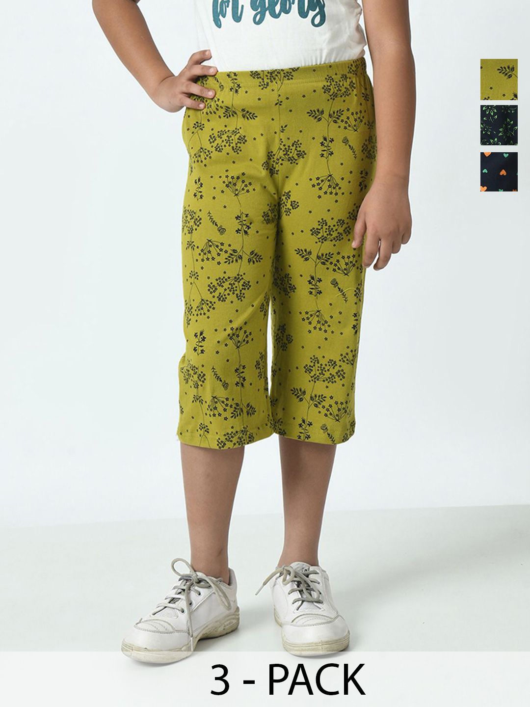 BAESD Girls Pack of 3 Printed Cotton Capris-picture-39