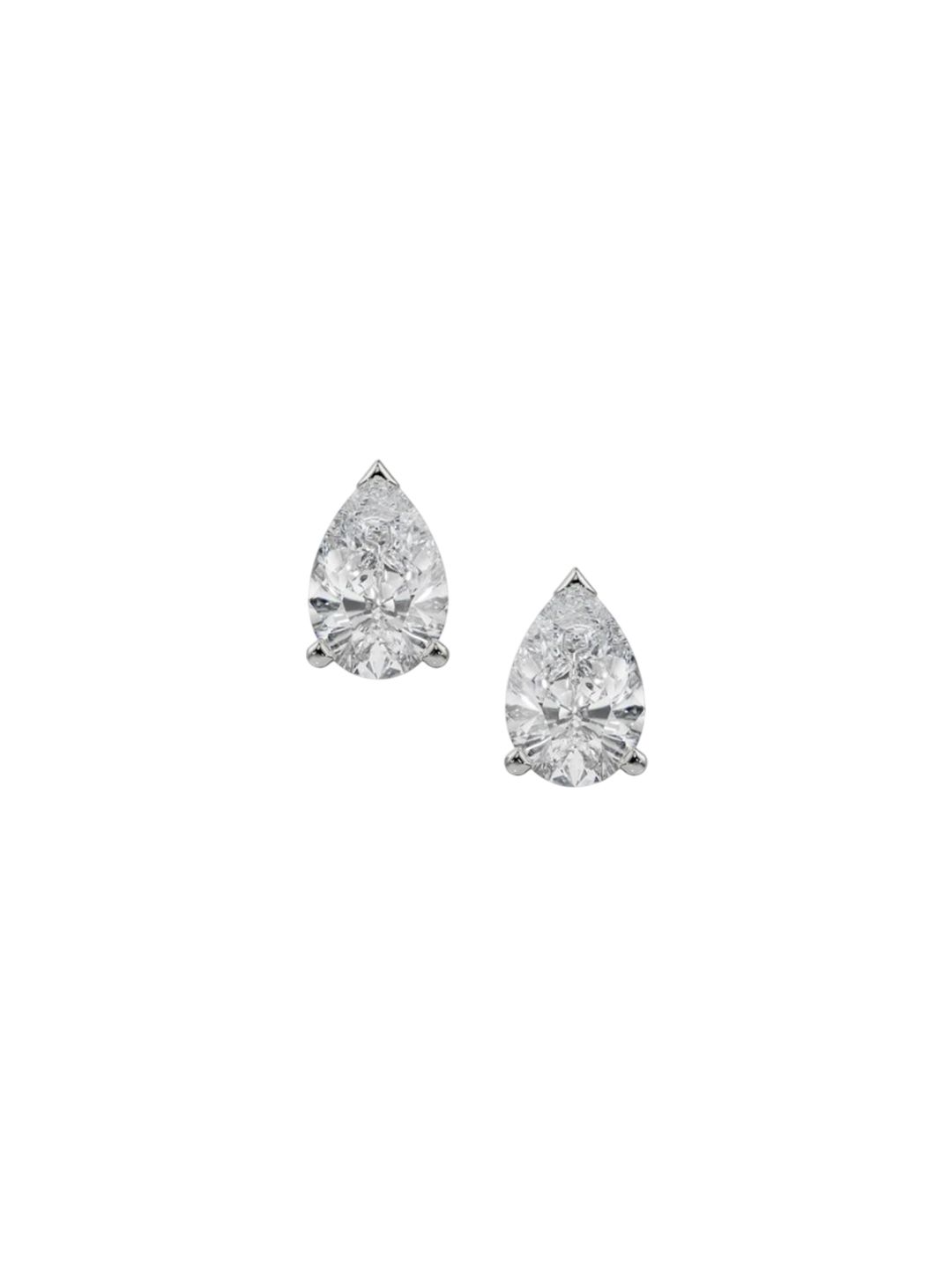 emori 2 CT Pear Solitaire Lab Grown Diamond Studs-picture-36