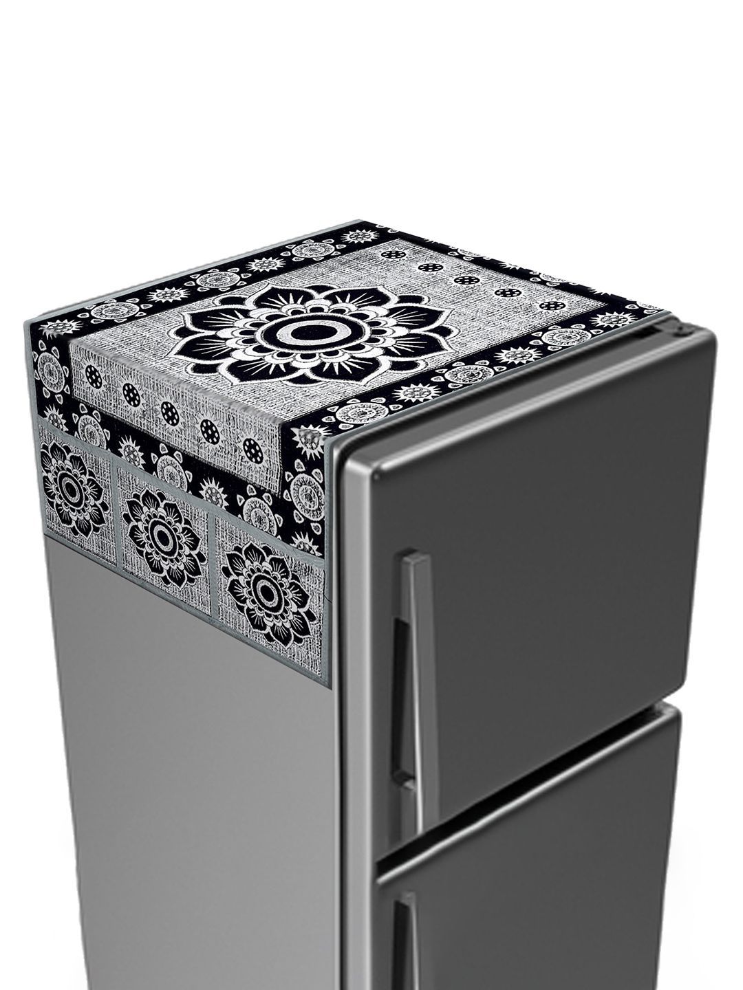 Kuber Industries White Rangoli Printed Waterproof Stain Resistant Fridge Top Cover-image-23