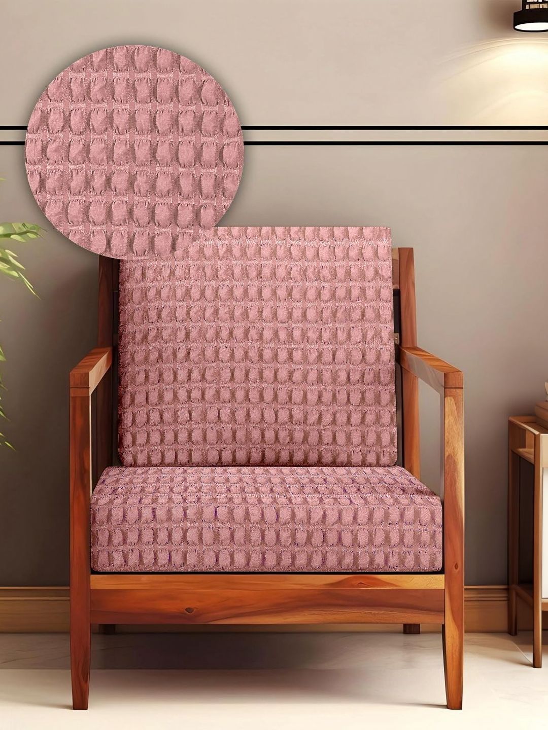 Cortina Pink Self Design Bubble Stretchable Sofa Slipcover-picture-11