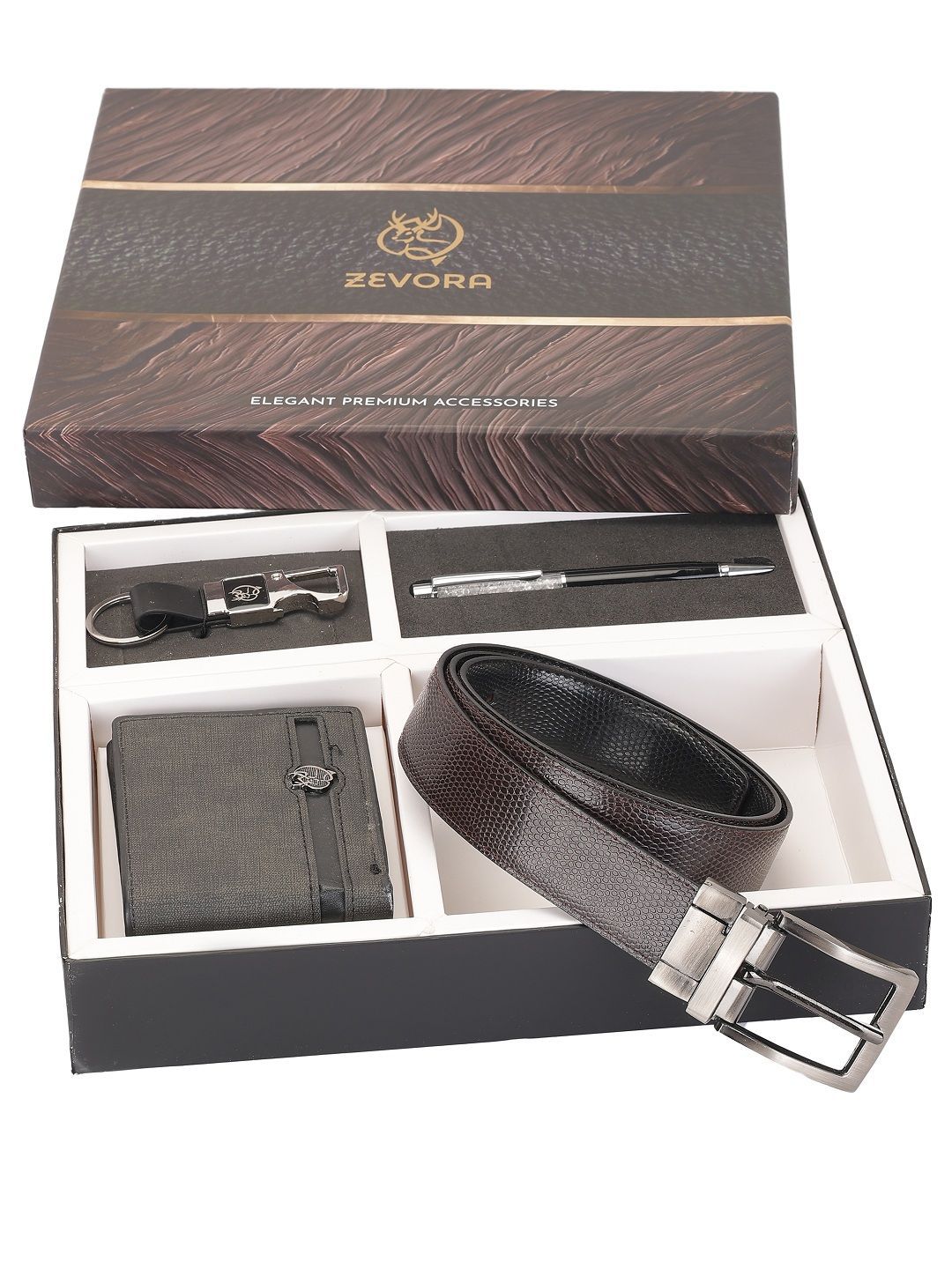 ZEVORA Men Accessory Gift Set of Belt With Wallet, Keychain and Pen Gift Set-picture-26