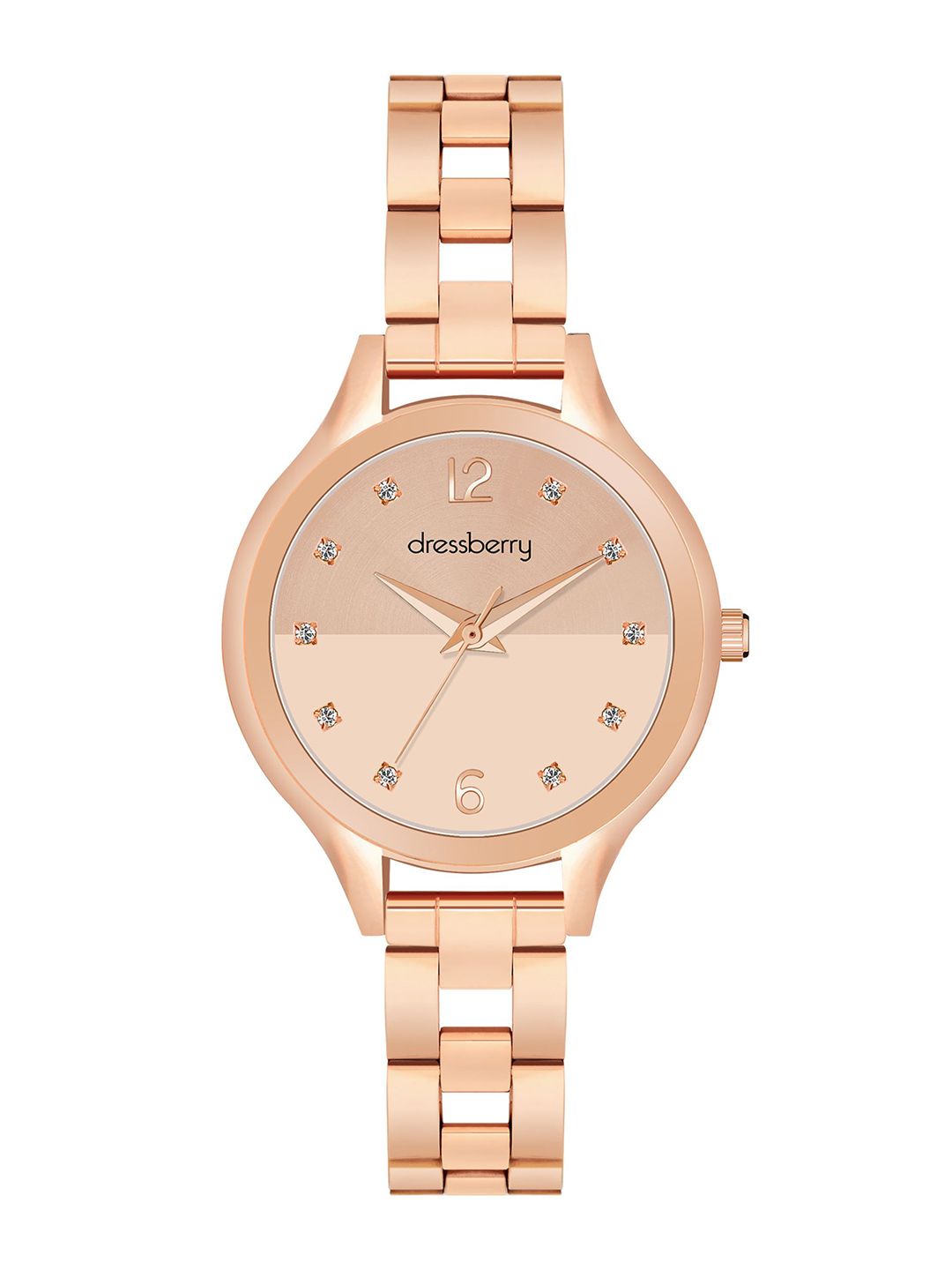 DressBerry Women Brass Embellished Dial & Stainless Steel Straps Analogue Watch DB-033-Rose-image-21
