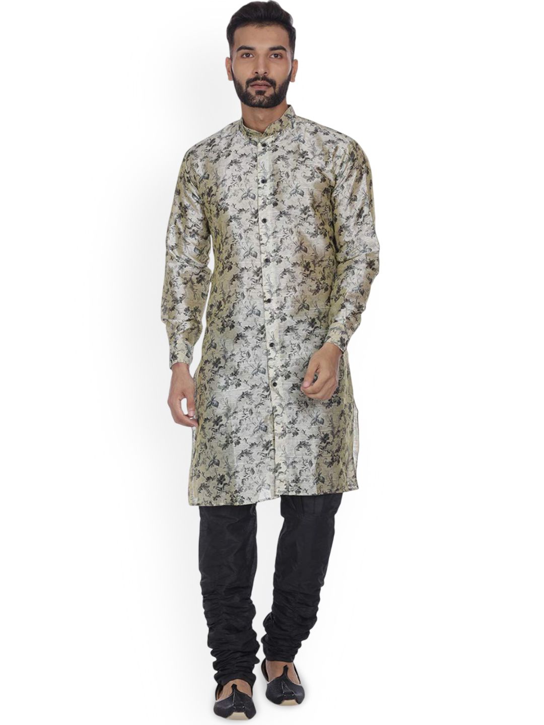 VEERA PARIDHAAN Men Floral Printed Regular Kurta with Churidar-picture-18