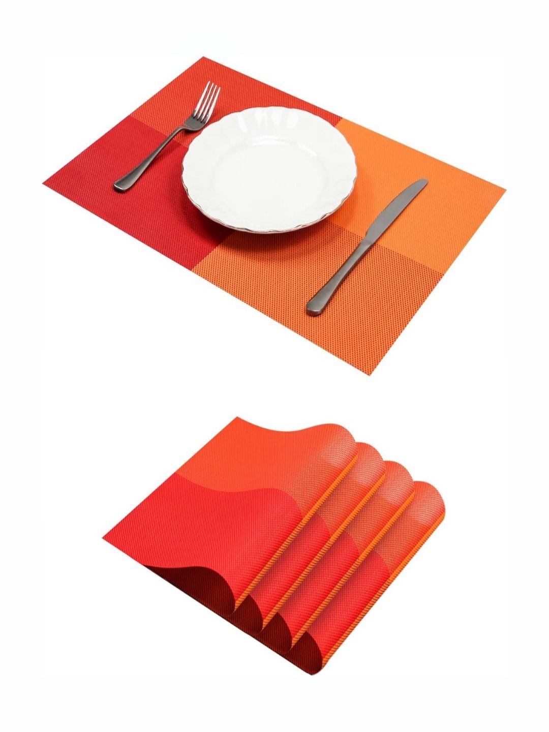 YELONA Red & Orange Colored 4 Pieces Printed Heat Resistant Table Placemats-image-10