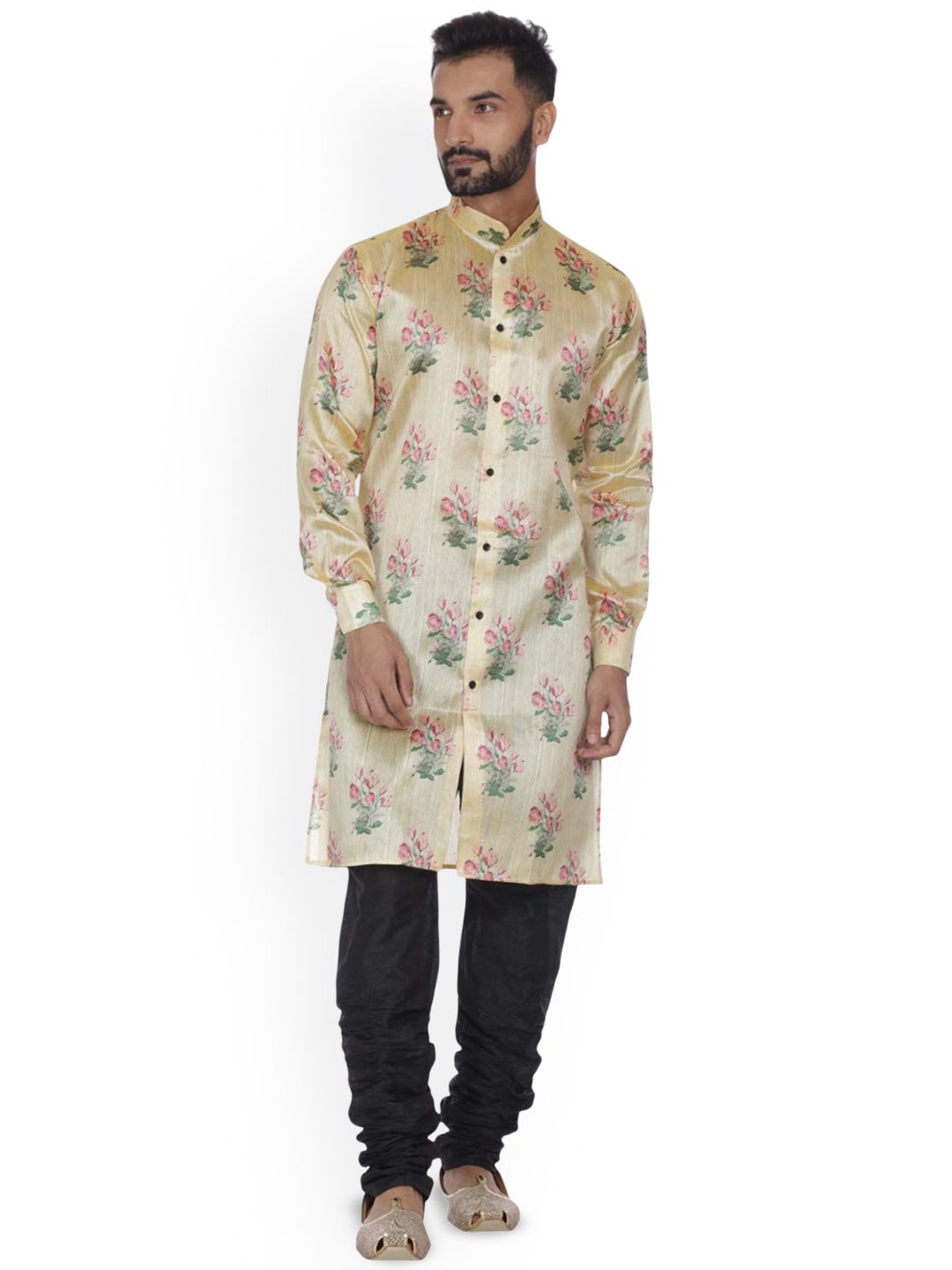VEERA PARIDHAAN Men Floral Printed Regular Kurta with Churidar-picture-11