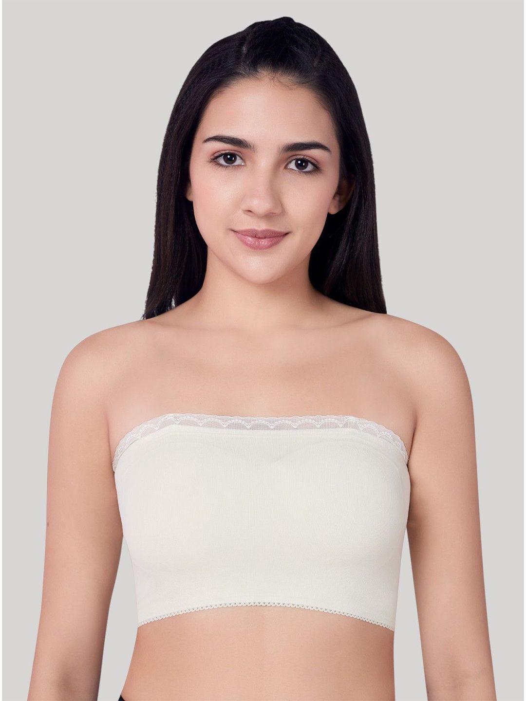 PLUMBURY Bandeau Bra Full Coverage Lightly Padded Seamless Everyday Tube Bra