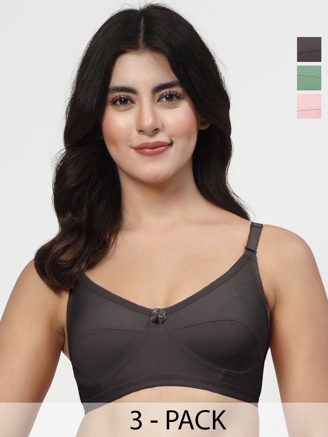 LILY Pack Of 3 Solid Full Coverage Bra