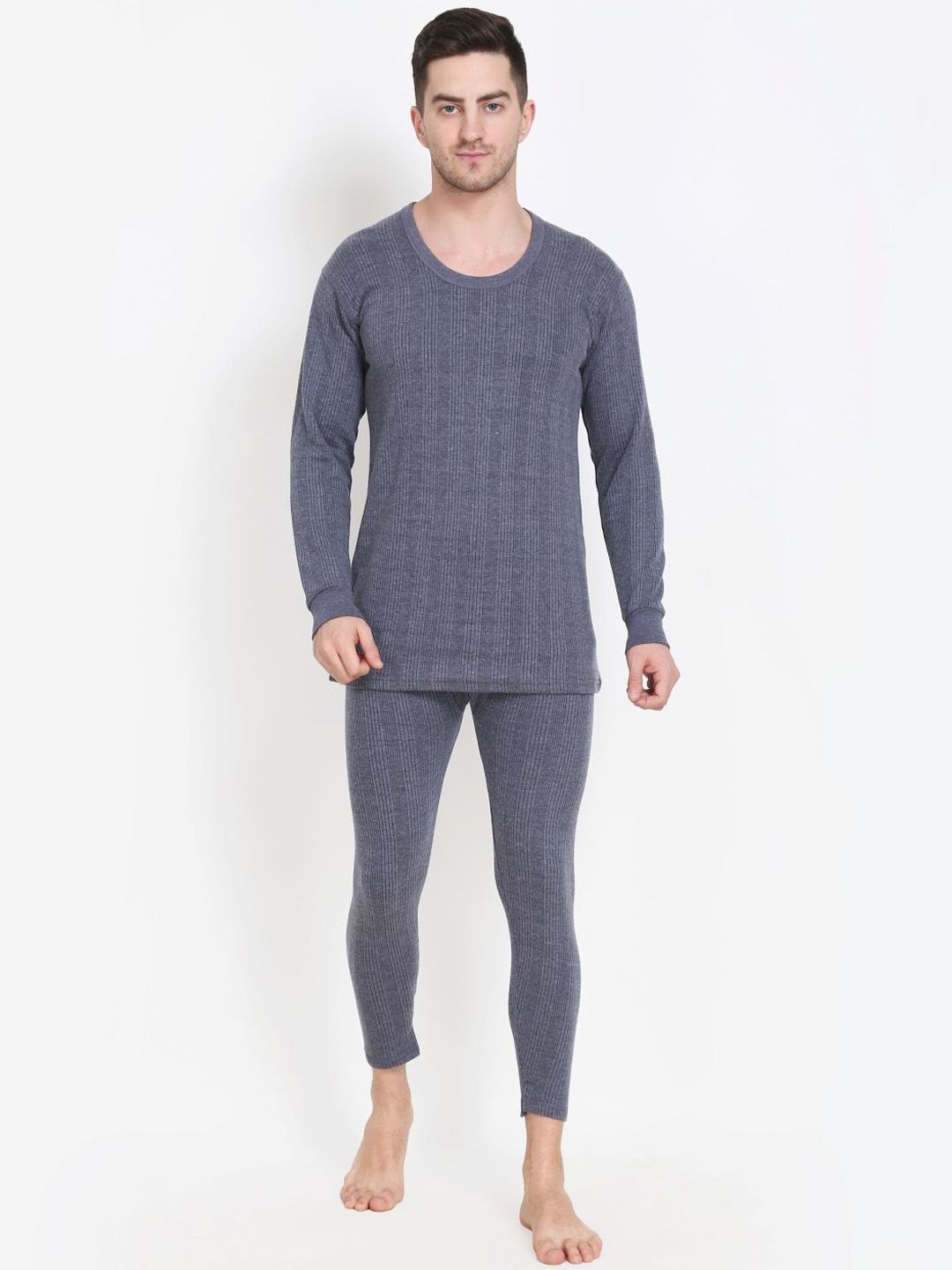 TOUCH WOOL Men Striped Cotton Thermal Set-picture-15