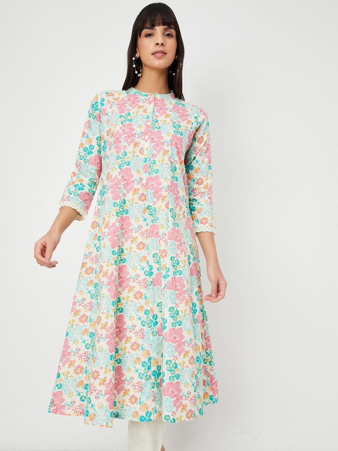 max Floral Printed Mandarin Collar A-Line Kurta With Trousers-picture-36