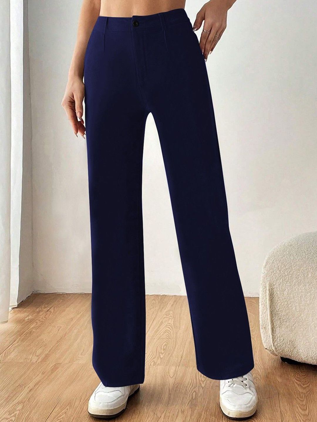 KERI PERRY Women Colourblocked Relaxed Straight Leg High-Rise Non Iron Trousers-picture-11