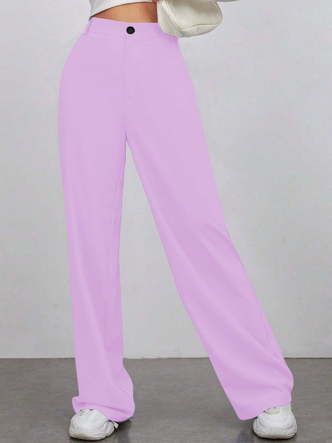 KERI PERRY Women Colourblocked Relaxed Straight Leg High-Rise Non Iron Trousers-picture-24