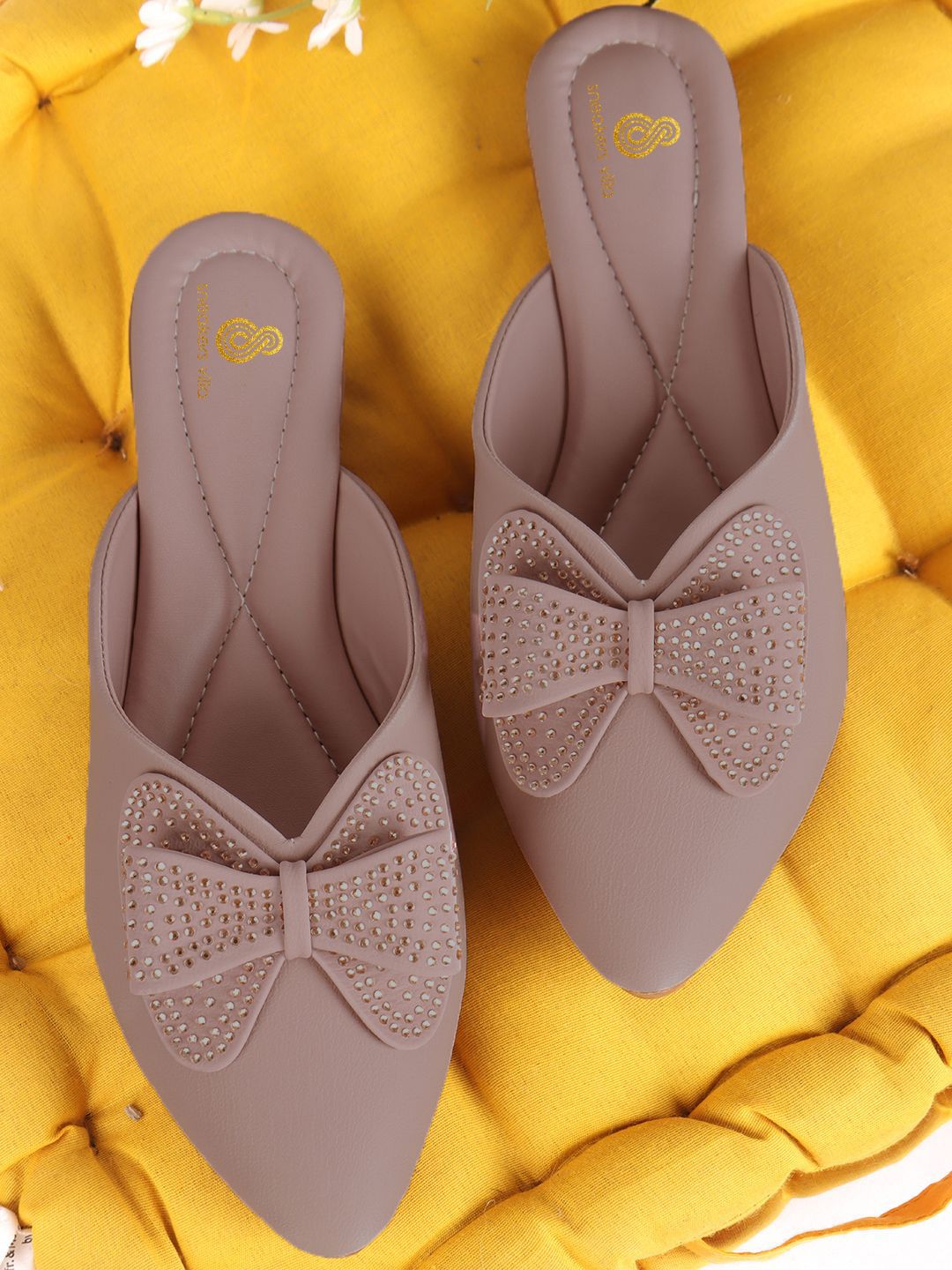 sneakers villa Women Embellished Synthetic Mules Flats with Bows-picture-34