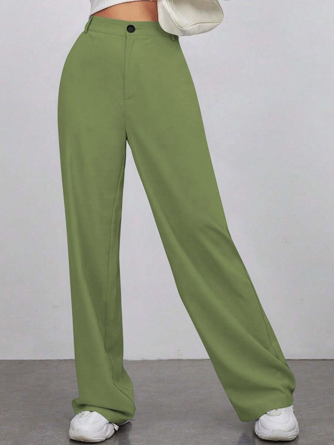 KERI PERRY Women Colourblocked Relaxed Straight Leg High-Rise Non Iron Trousers-picture-23