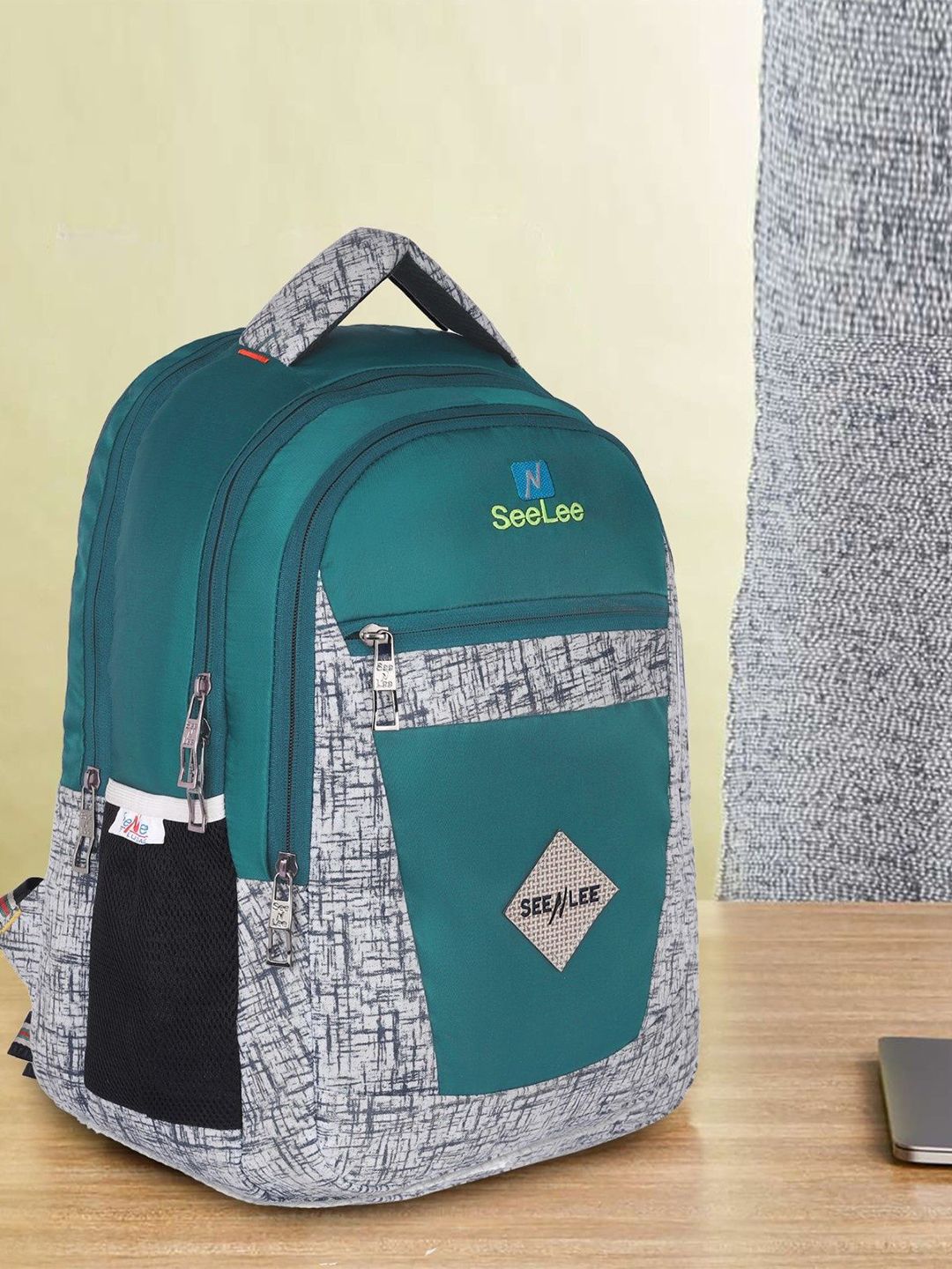 Seenlee Men Geometric Backpack with Compression Straps-picture-26