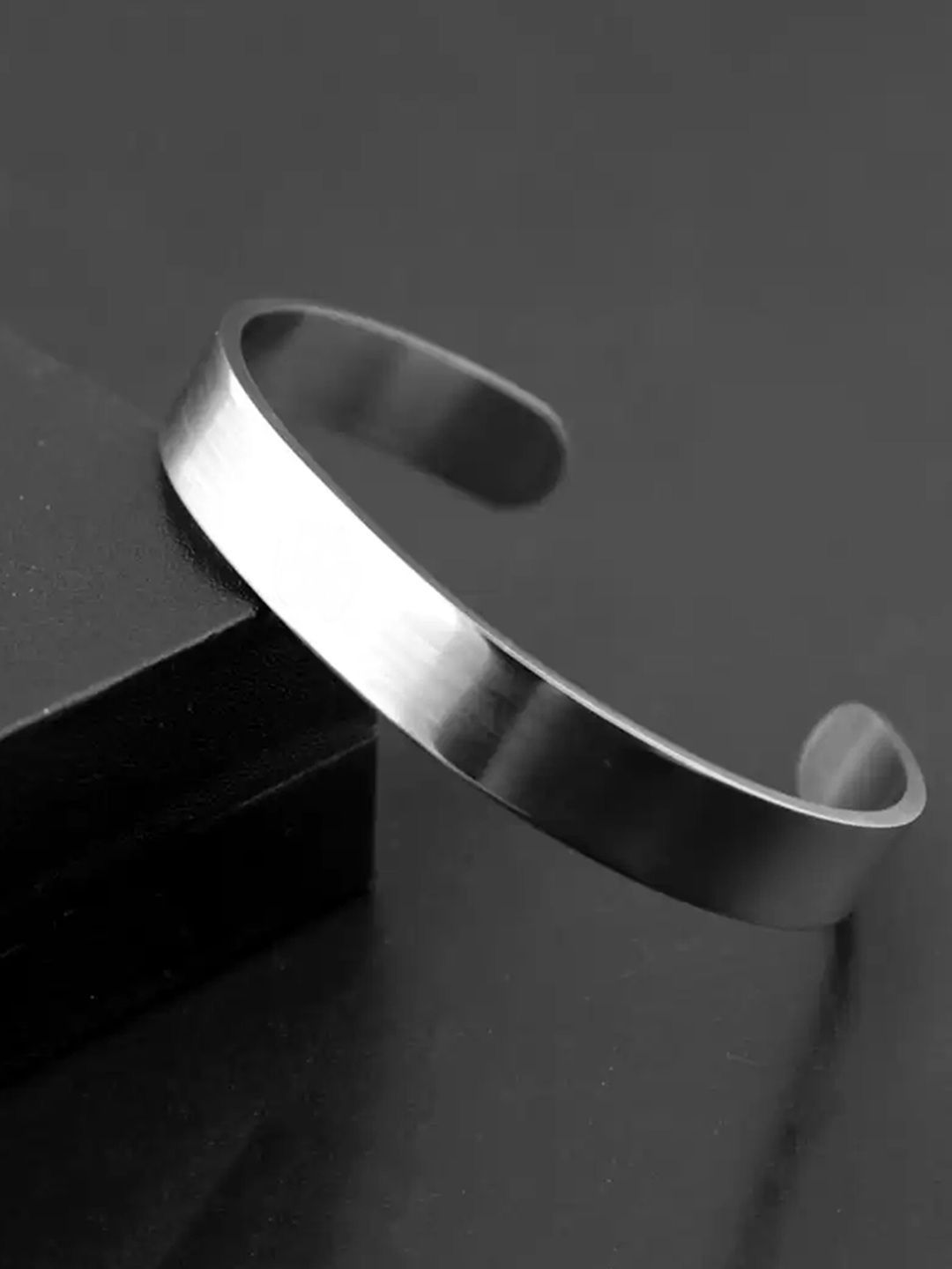 The Roadster Lifestyle Co Men Silver Plated Open Kada Bracelet-picture-25