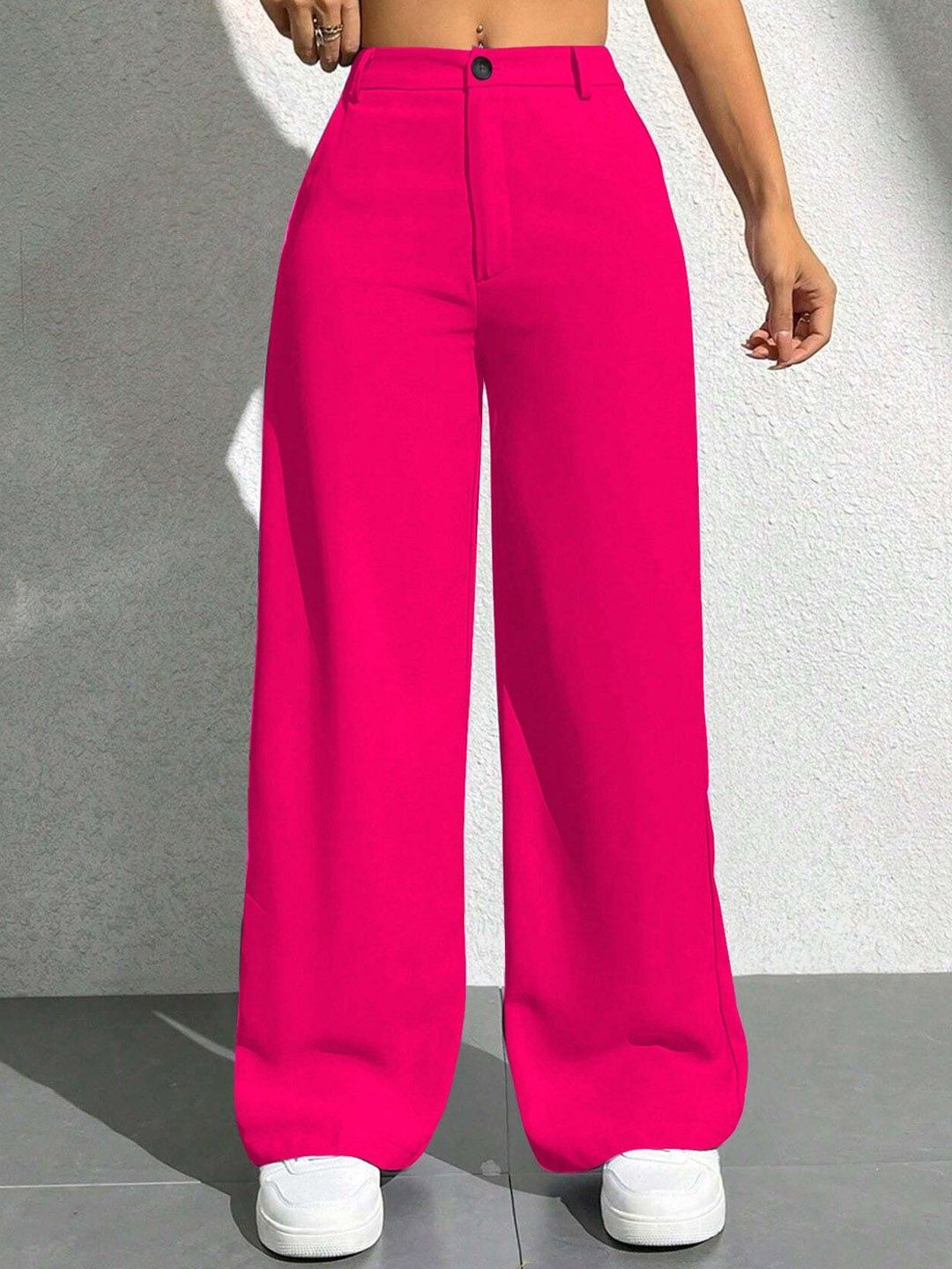 KERI PERRY Women Colourblocked Relaxed Straight Leg High-Rise Non Iron Trousers-picture-12