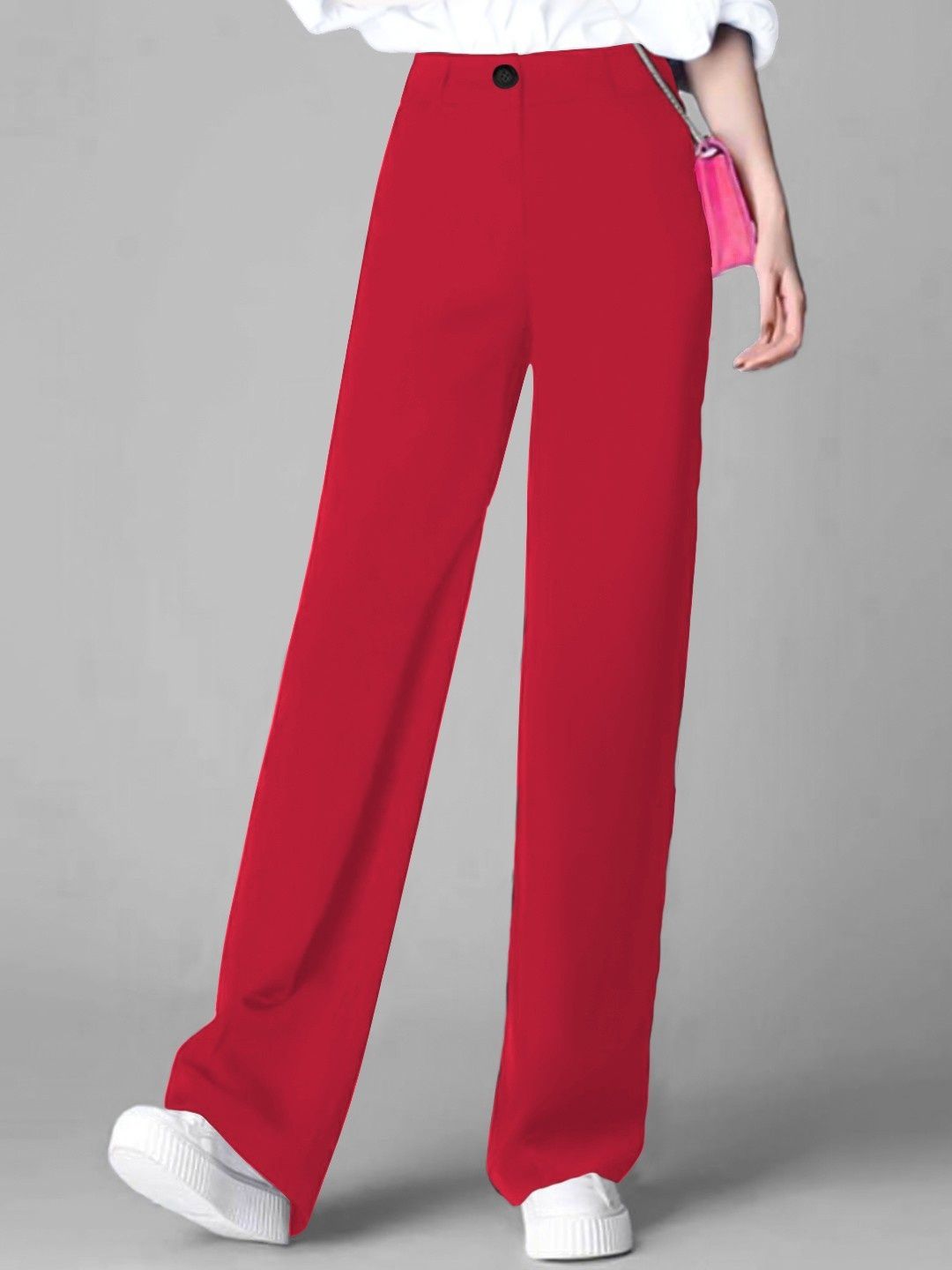 KERI PERRY Women Colourblocked Relaxed Straight Leg High-Rise Non Iron Trousers-picture-15