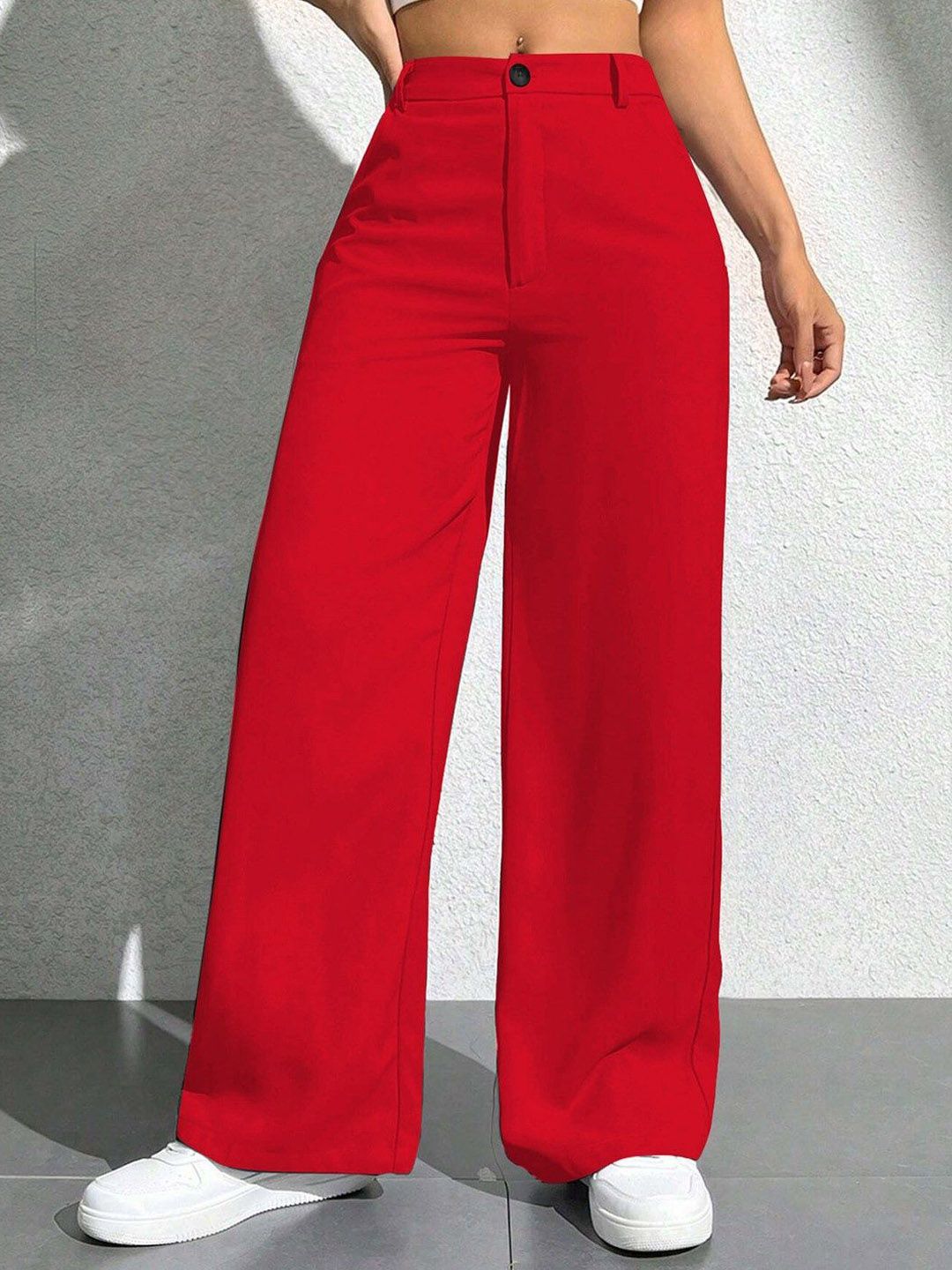 KERI PERRY Women Colourblocked Relaxed Straight Leg High-Rise Non Iron Trousers-picture-28