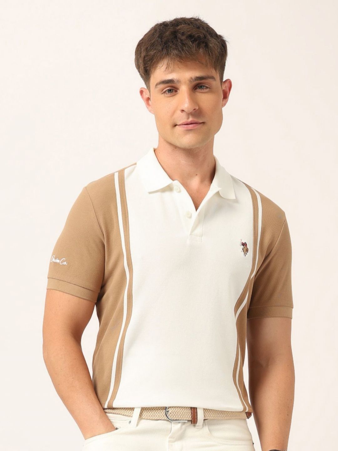 U.S. Polo Assn. Denim Co. Men Colourblocked Polo Collar Pockets T-shirt-picture-27
