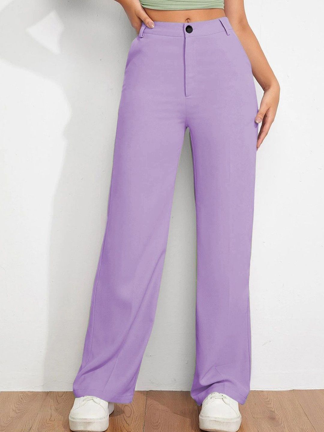 KERI PERRY Women Colourblocked Relaxed Straight Leg High-Rise Non Iron Trousers-picture-25