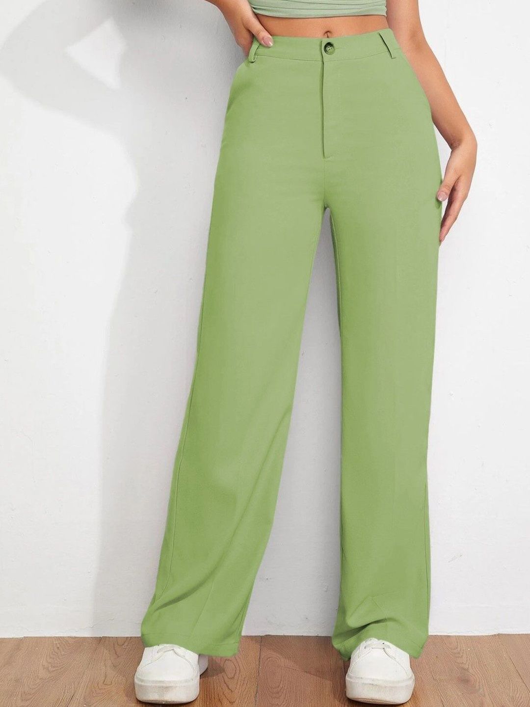 KERI PERRY Women Colourblocked Relaxed Straight Leg High-Rise Non Iron Trousers-picture-26