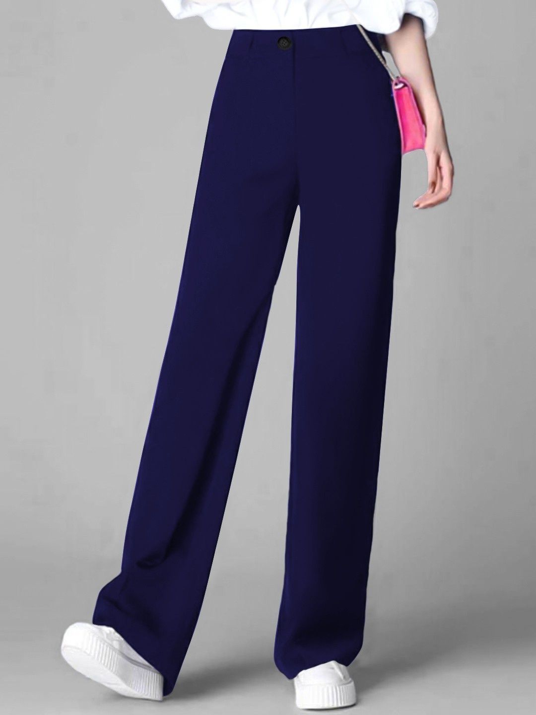 KERI PERRY Women Colourblocked Relaxed Straight Leg High-Rise Non Iron Trousers-picture-14