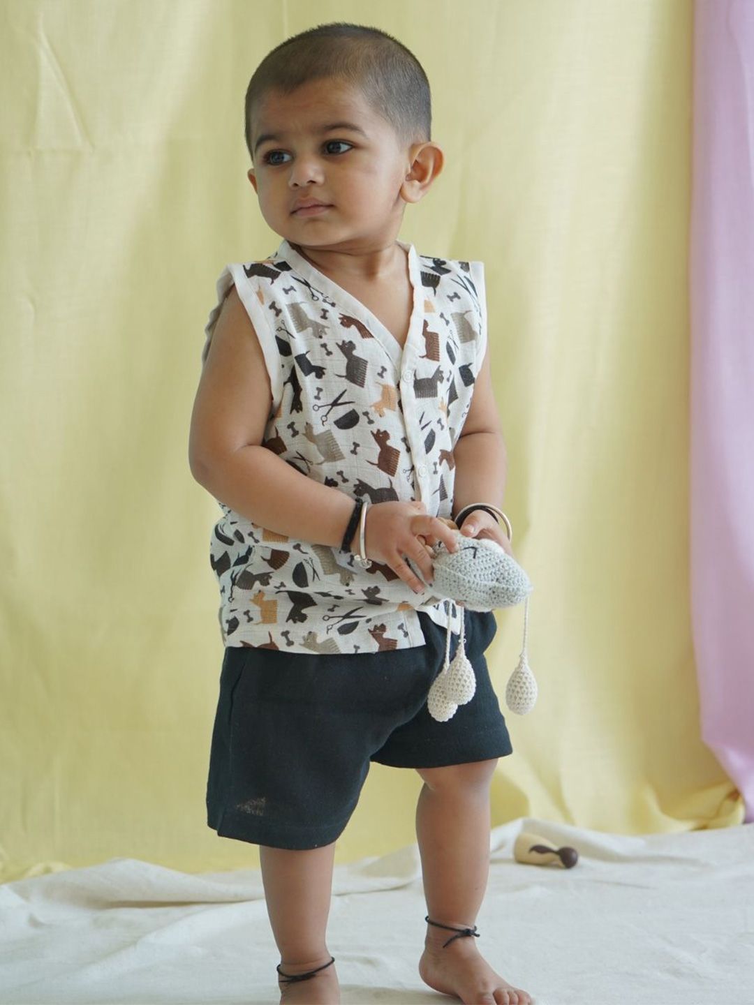 The Boo Boo Club Unisex Kids Printed Organic Muslin Jhabla & Short-picture-52