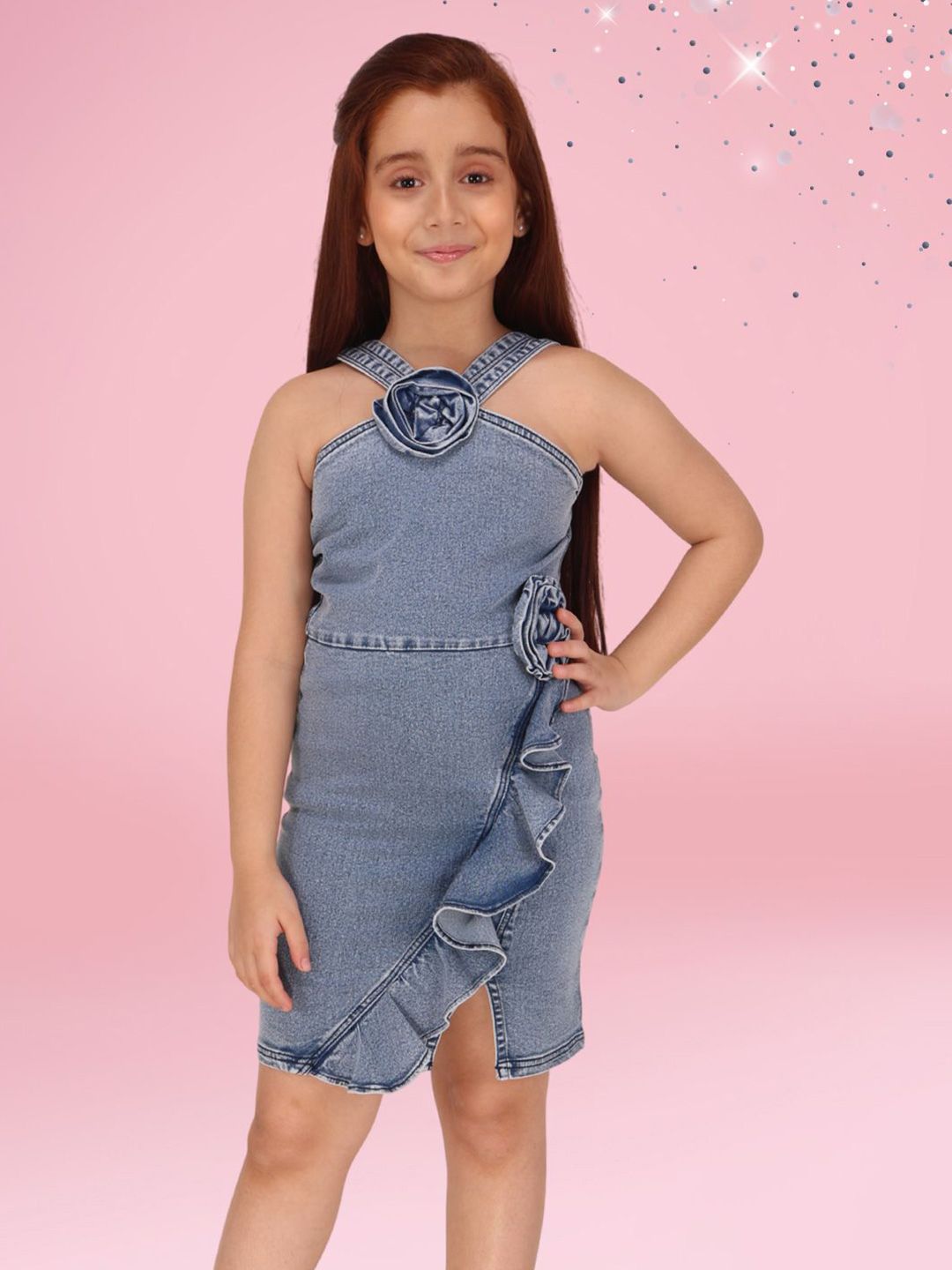 CUTECUMBER Applique Denim Sheath Dress-picture-28