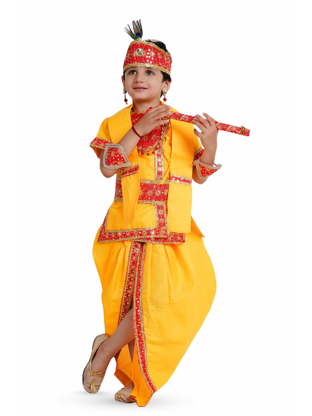 Kaku Fancy dresses Boys Krishna Costume Kurta With Dhoti Pants & Accessories-picture-25