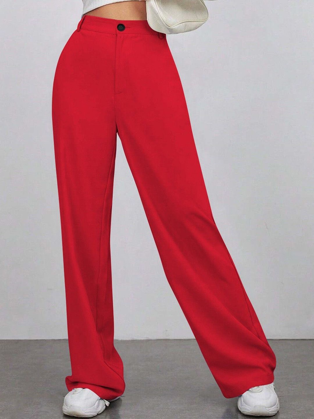 KERI PERRY Women Colourblocked Relaxed Straight Leg High-Rise Non Iron Trousers-picture-10