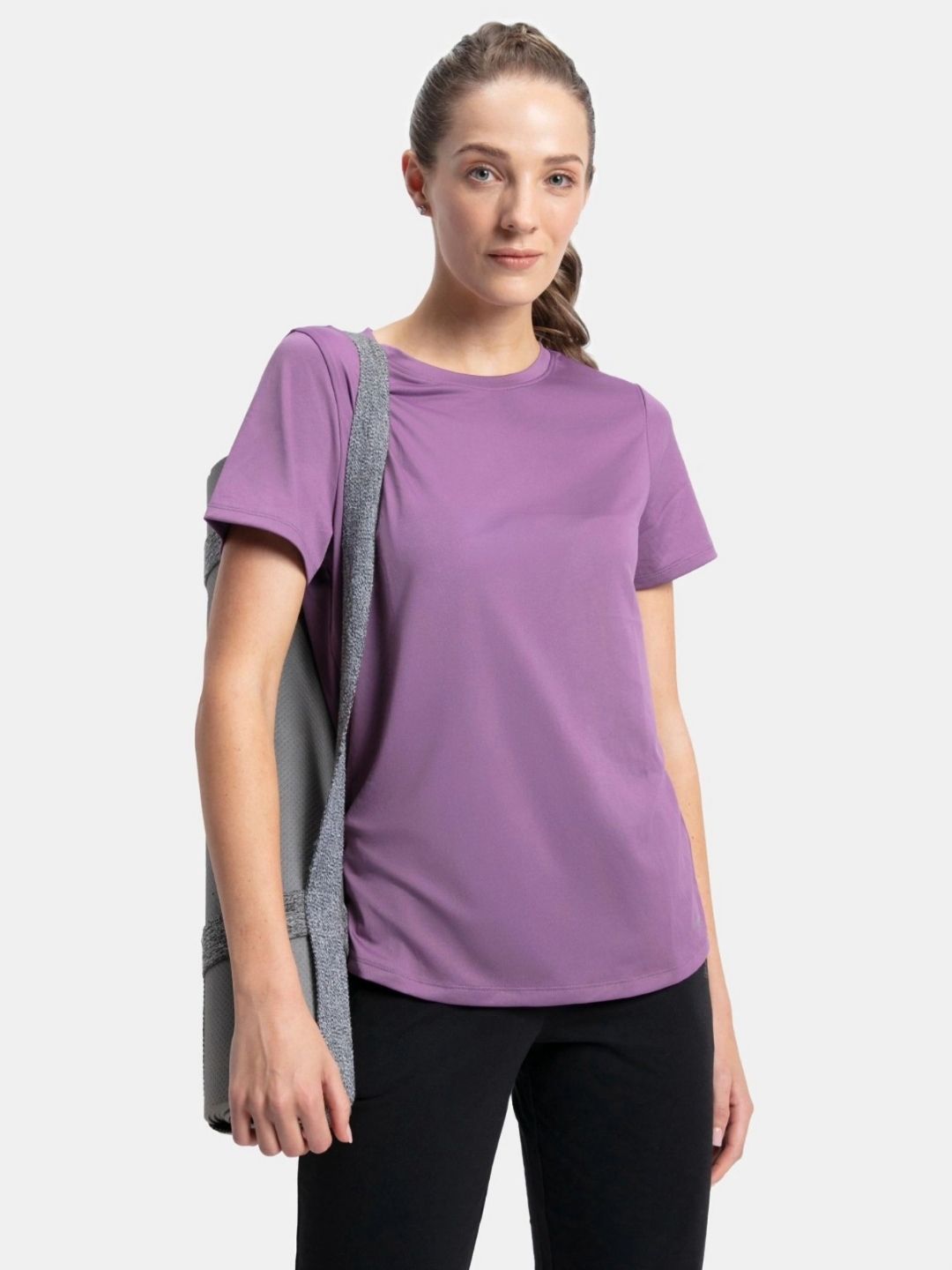 Jockey Microfiber Polyester Fabric Relaxed Fit Solid Round Neck Half Sleeve Tshirt-MW71-picture-29
