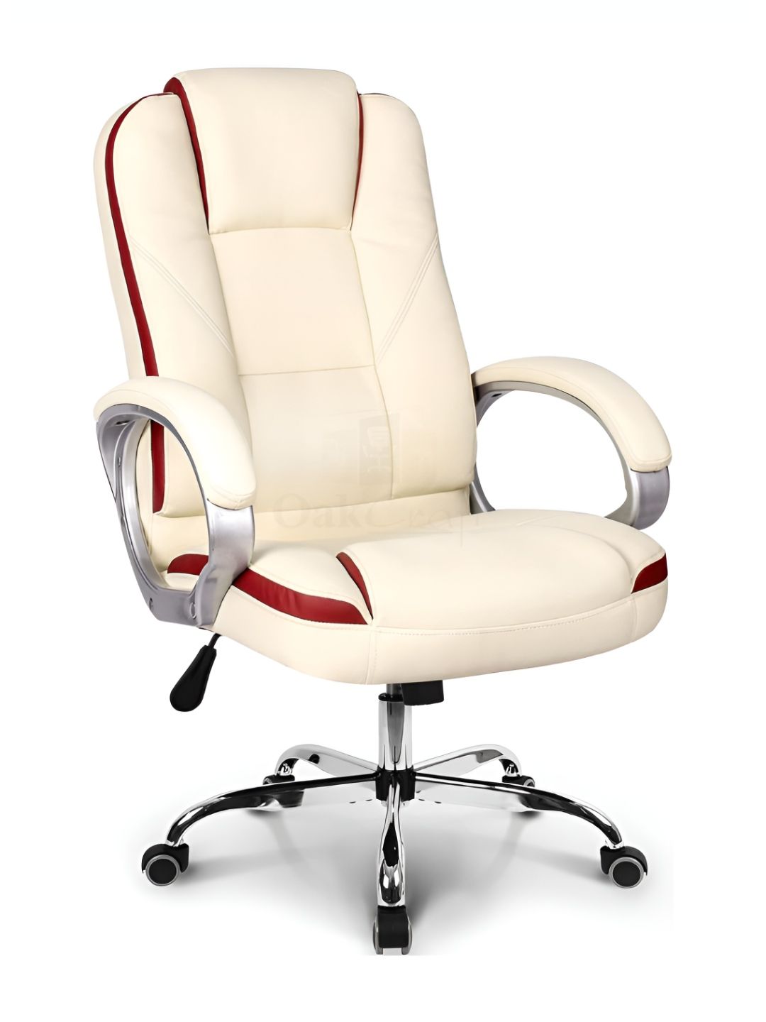 Oakcraft Brown & White High Back Leatherette Adjustable Seat Height Office Chair-picture-46
