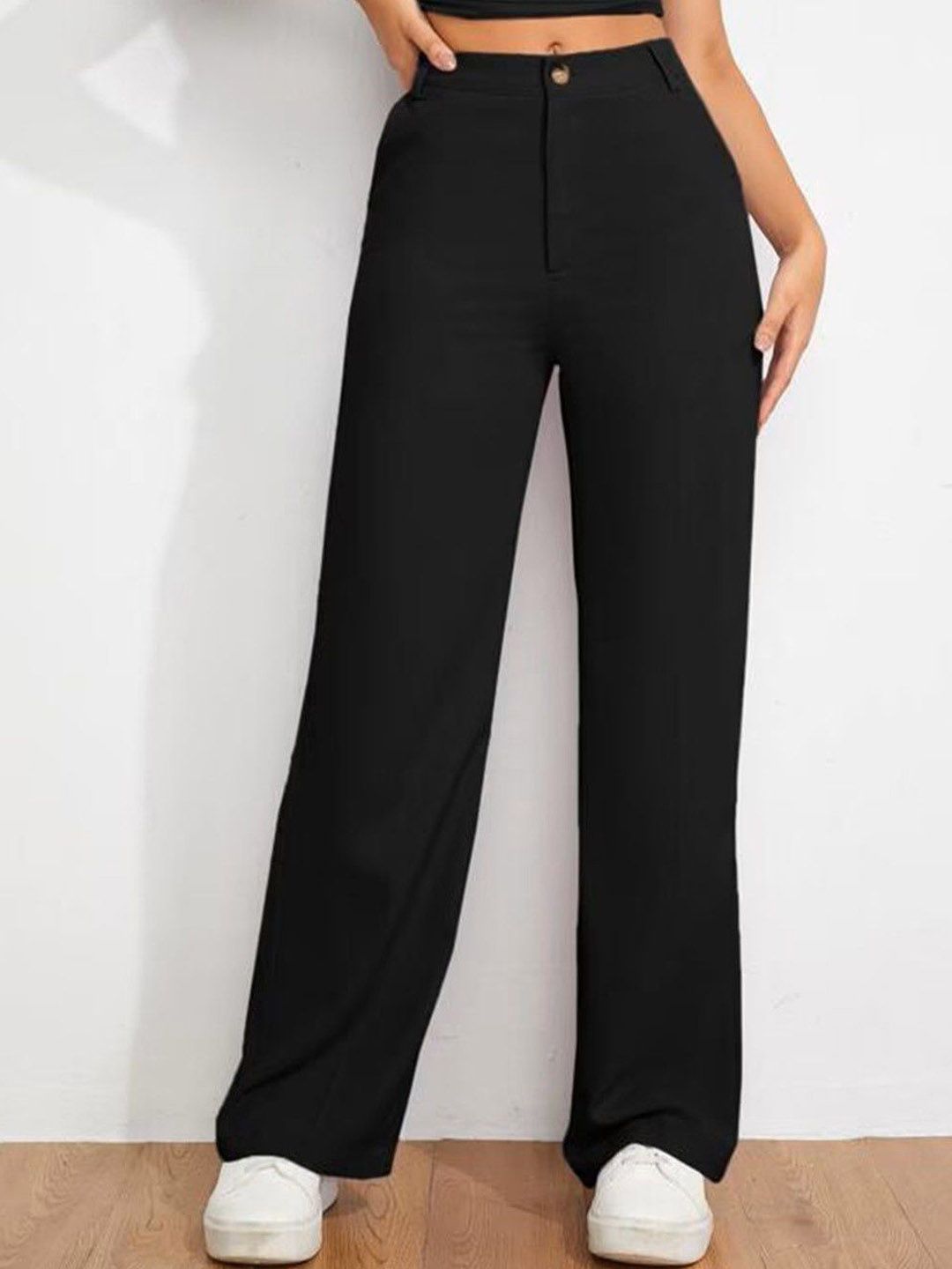 KERI PERRY Women Colourblocked Relaxed Straight Leg High-Rise Non Iron Trousers-picture-29