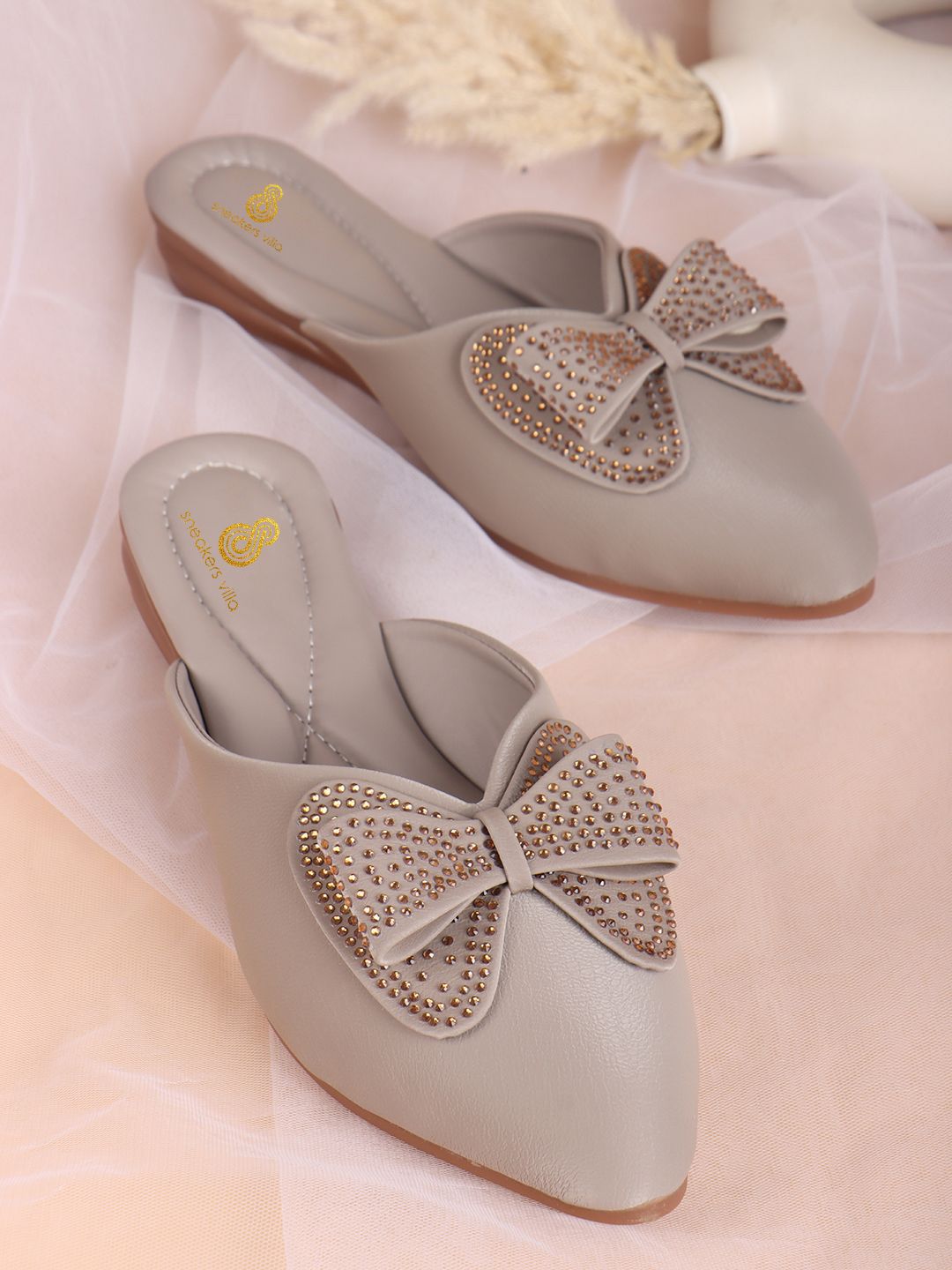 sneakers villa Women Embellished Mules with Bows Flats-picture-26