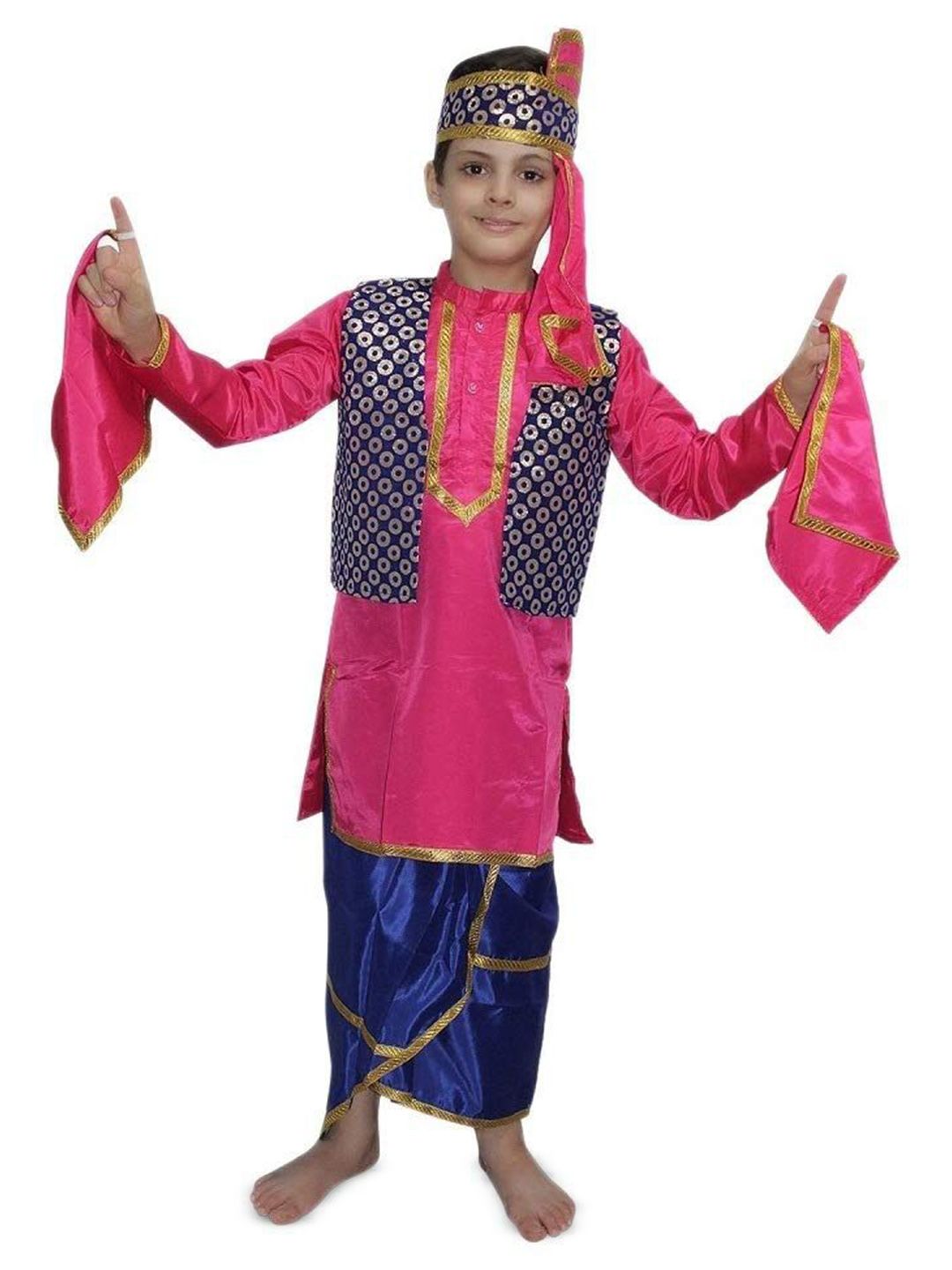 Kaku Fancy dresses Boys Indian State Punjabi Folk Dance Bhangda Dance Costume-picture-12
