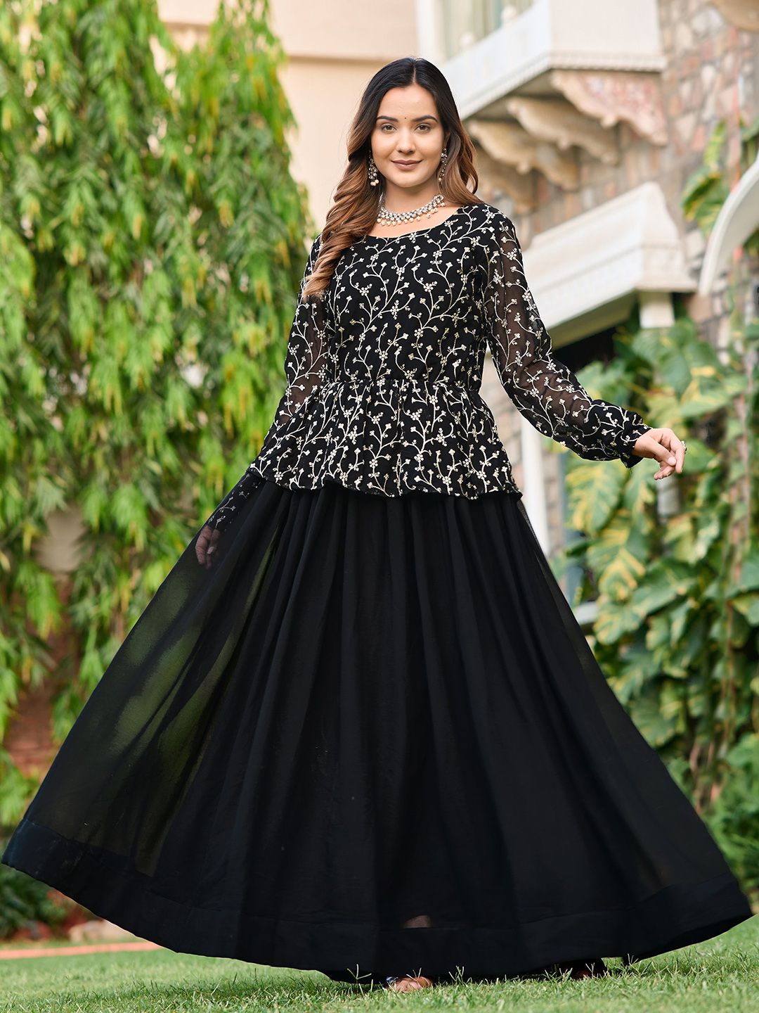 FILIB LONDON Embroidered Georgette Top & Skirt Co-Ords-picture-29