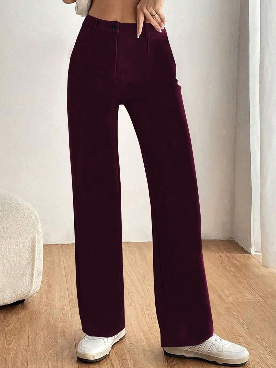 KERI PERRY Women Colourblocked Relaxed Straight Leg High-Rise Non Iron Trousers-picture-27