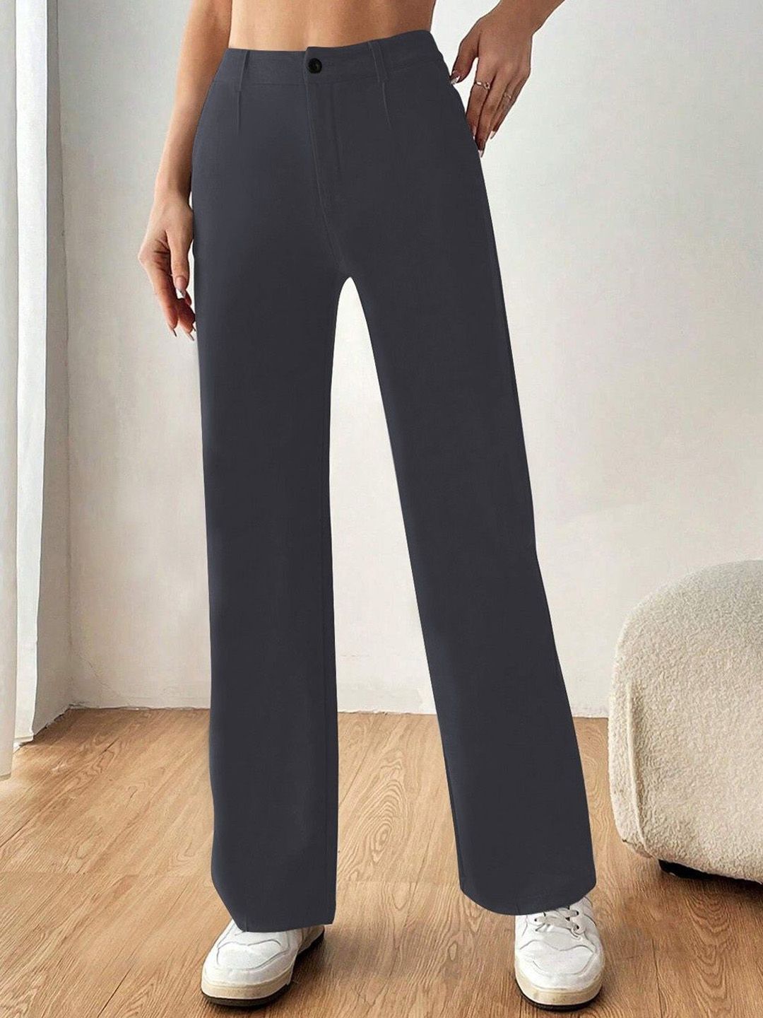 KERI PERRY Women Colourblocked Relaxed Straight Leg High-Rise Non Iron Trousers-picture-19