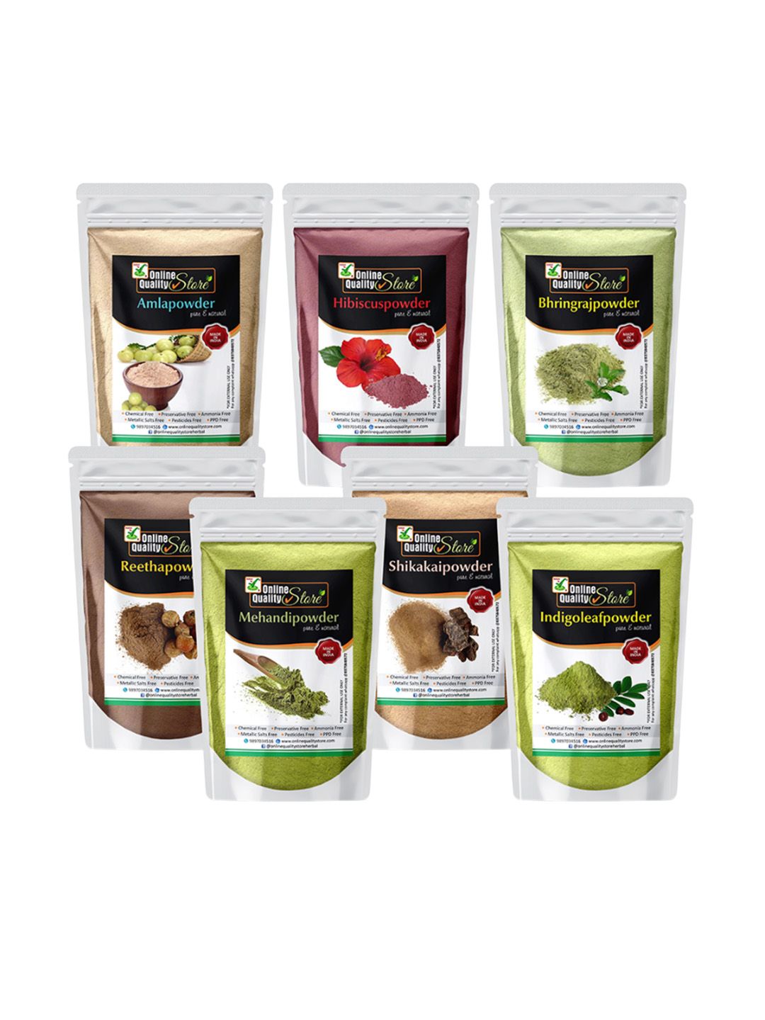 Online Quality Store Set Of 7 Natural Hair Powder For Damaged Hairs - 200 g Each-picture-21