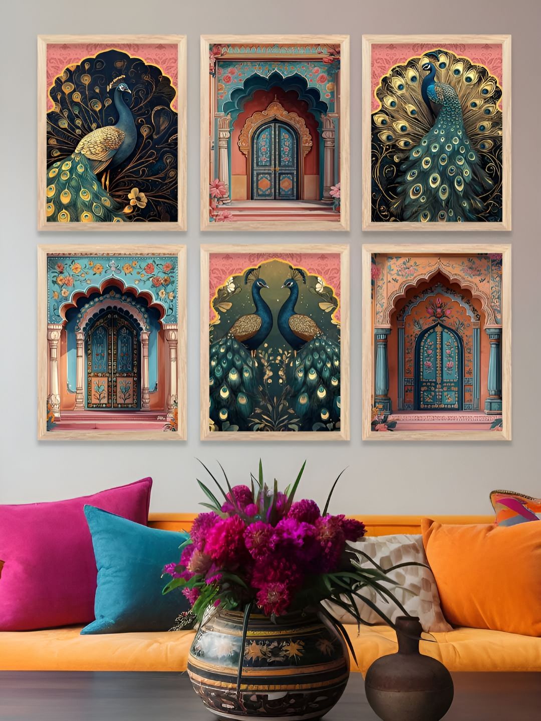 Kotart Brown & Blue 6 and more Piece Wood Abstract Wall Paintings-picture-31