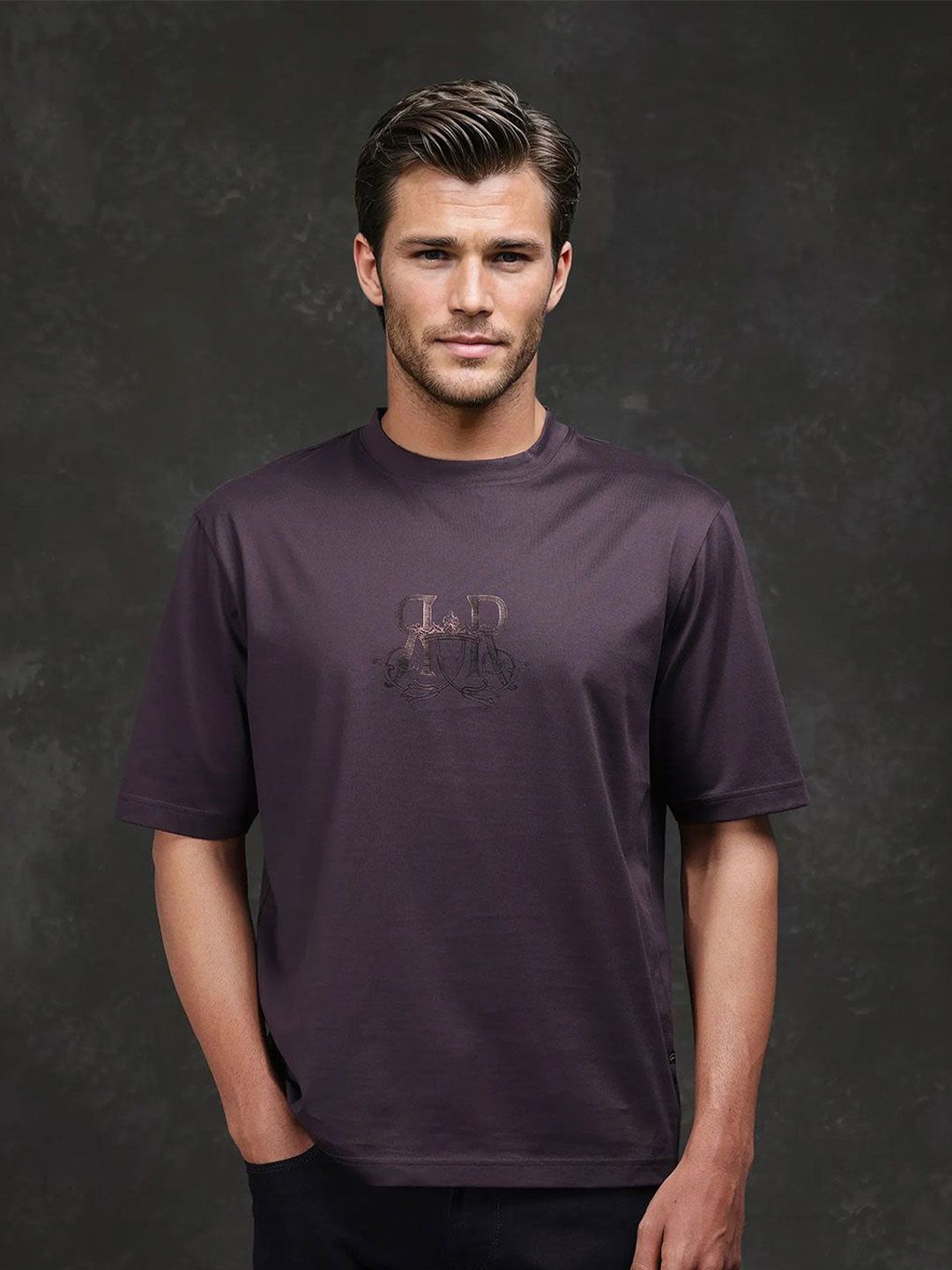 RARE RABBIT Men Printed Extended Sleeves Raw Edge T-shirt-picture-37
