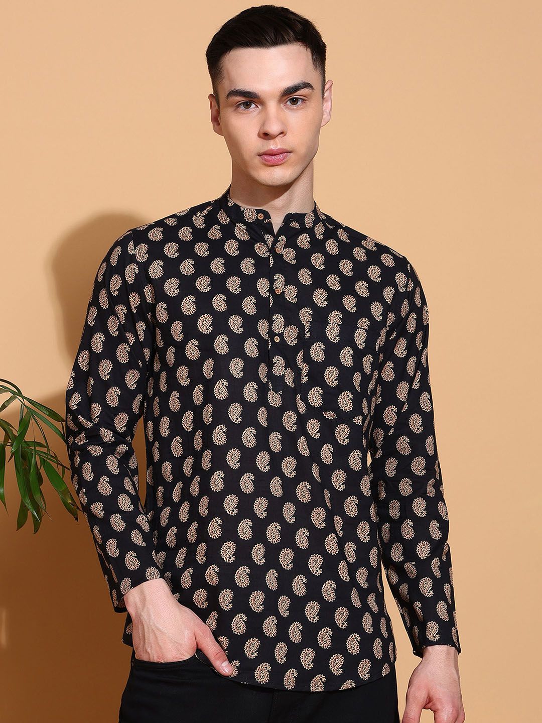 Anouk Men Geometric Printed Thread Work Kurta-picture-17