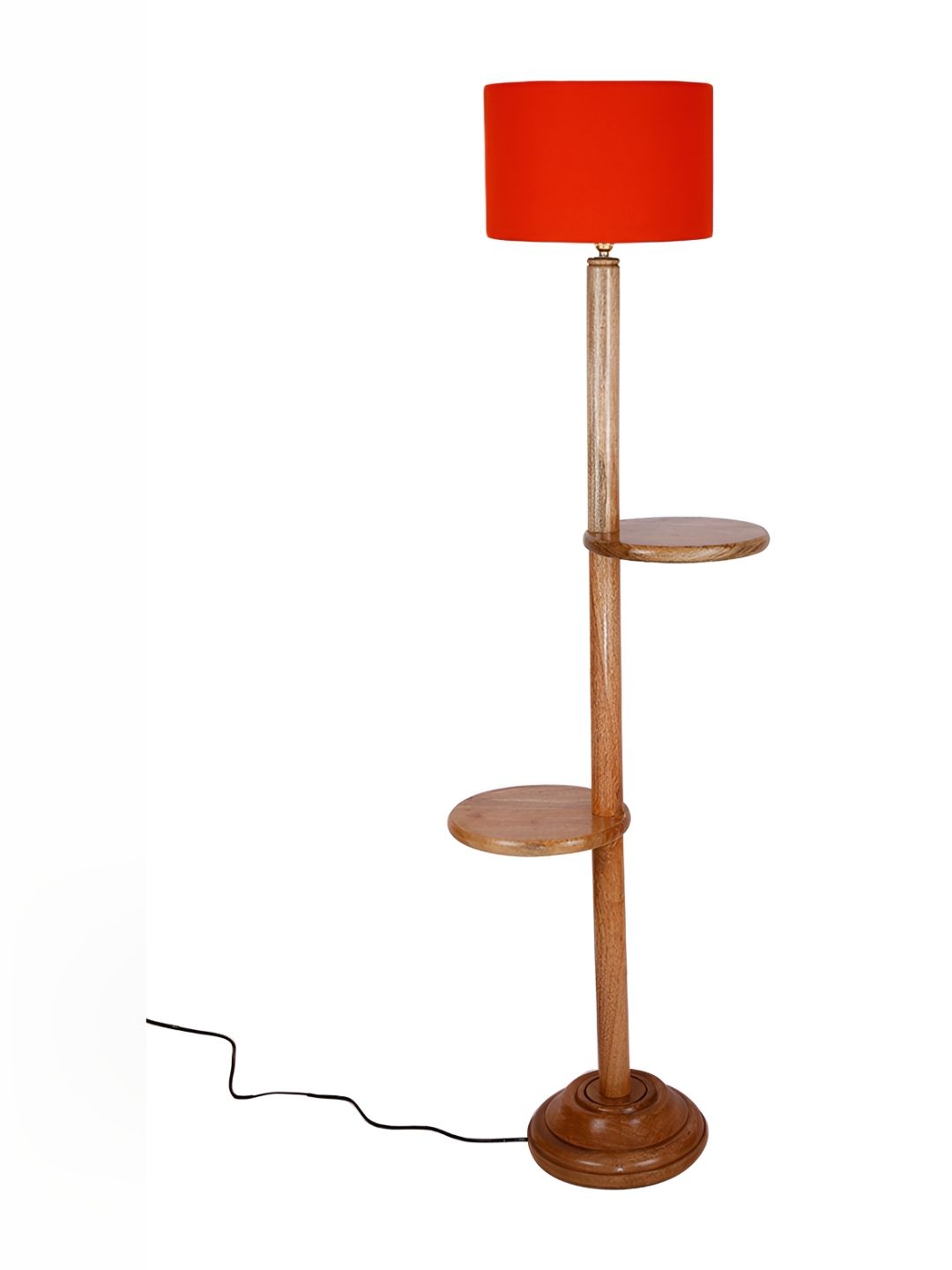 Devansh Orange - Colored Drum Wooden Shelf Floor Lamp-picture-34